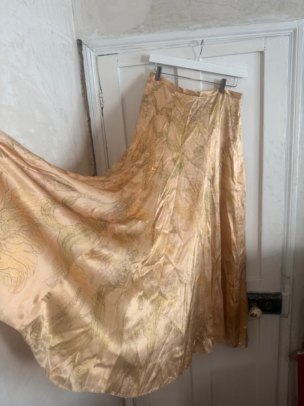 JUNE SAMPLE SALE SILK lily print skirt fit samples S AND XL