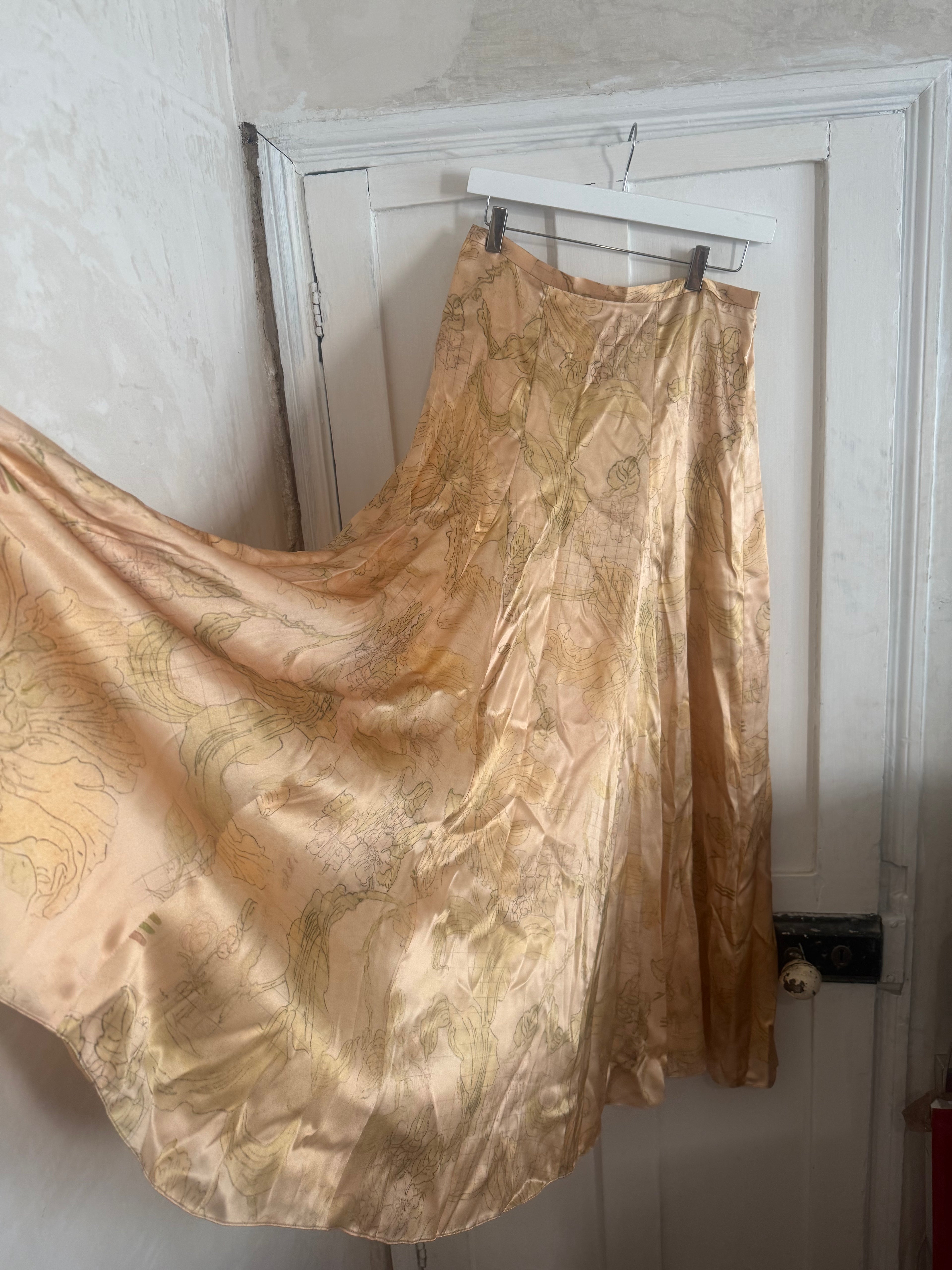 JUNE SAMPLE SALE SILK lily print skirt fit samples S AND XL