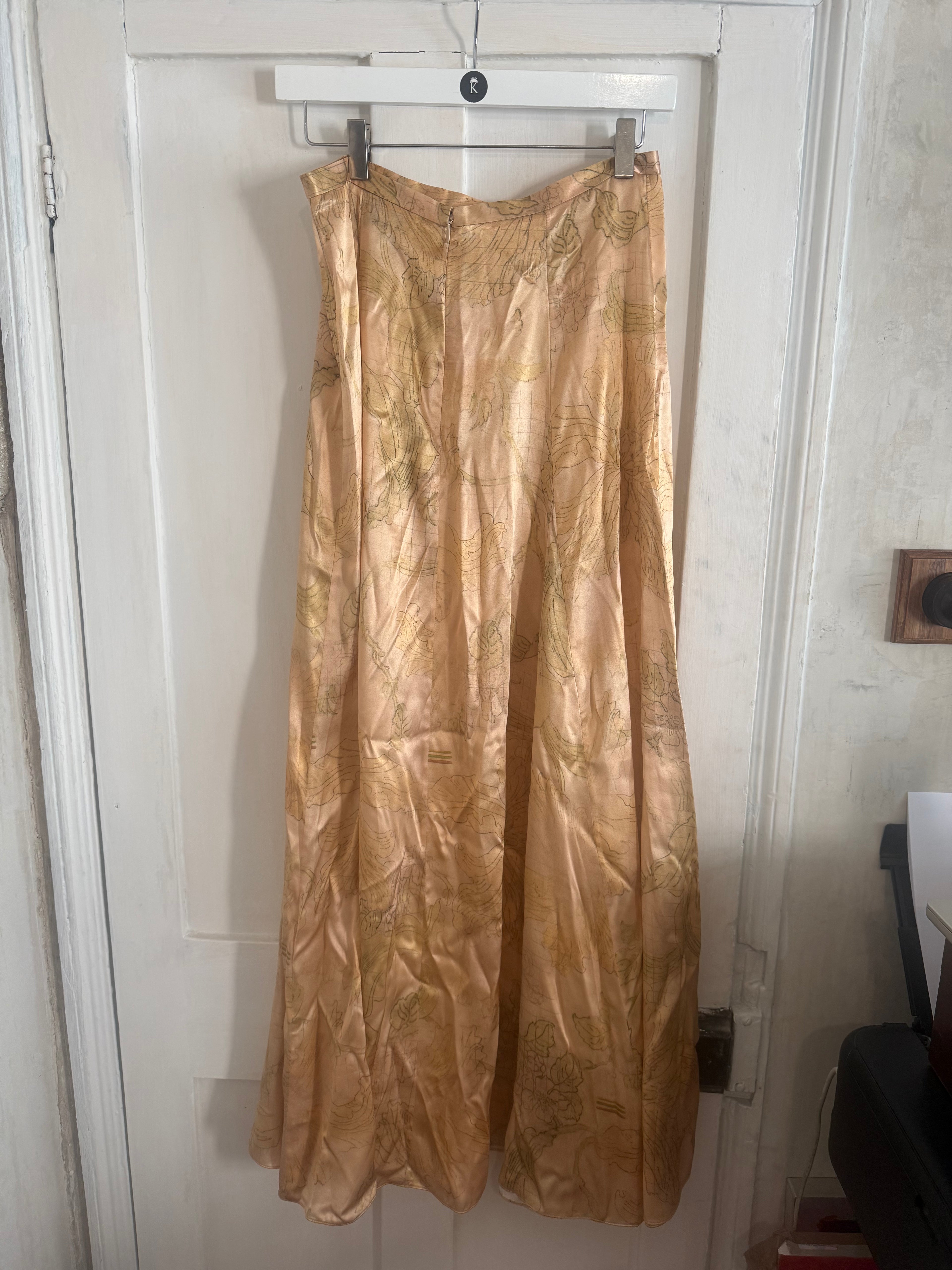 JUNE SAMPLE SALE SILK lily print skirt fit samples S AND XL