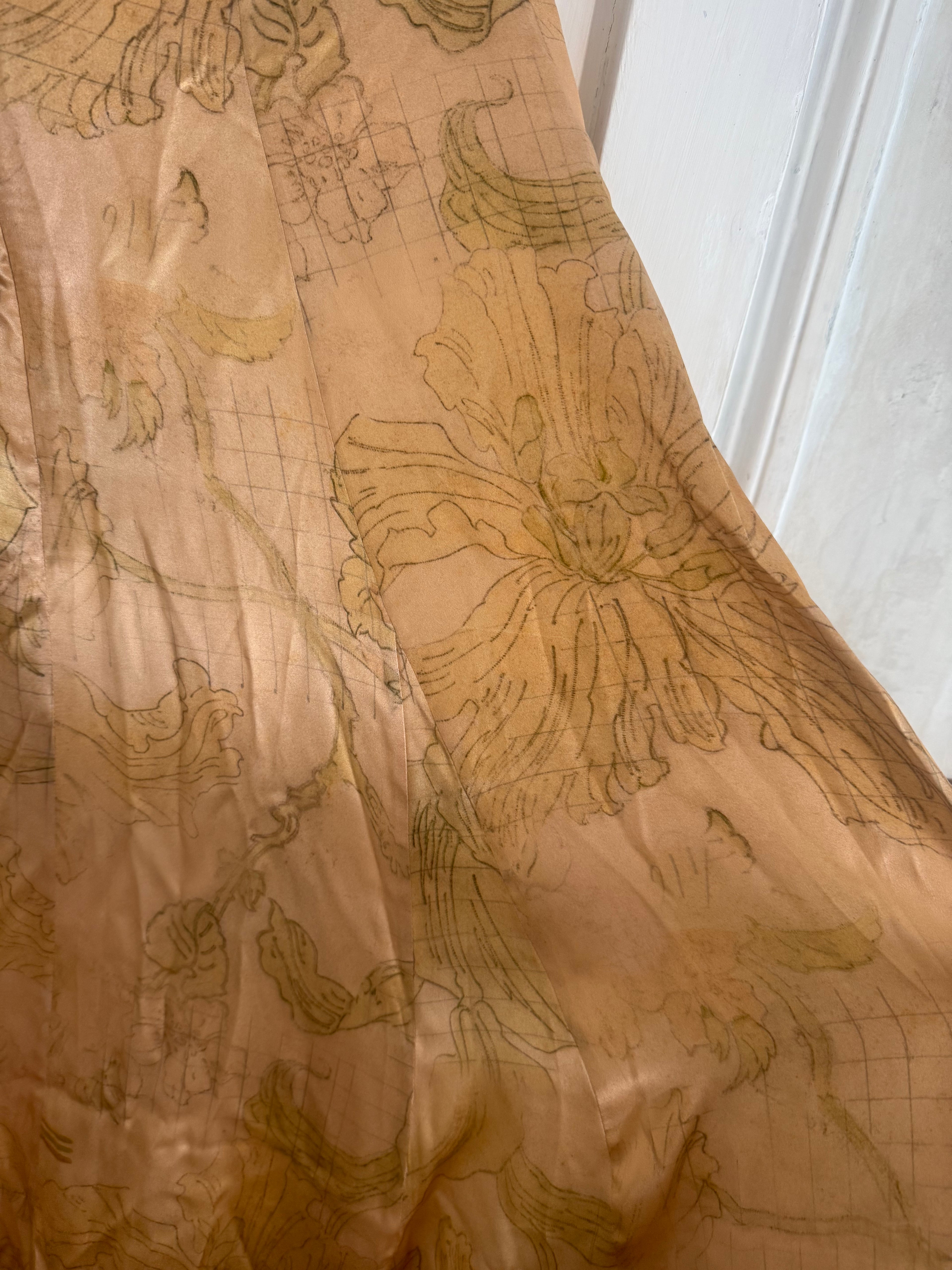 JUNE SAMPLE SALE SILK lily print skirt fit samples S AND XL