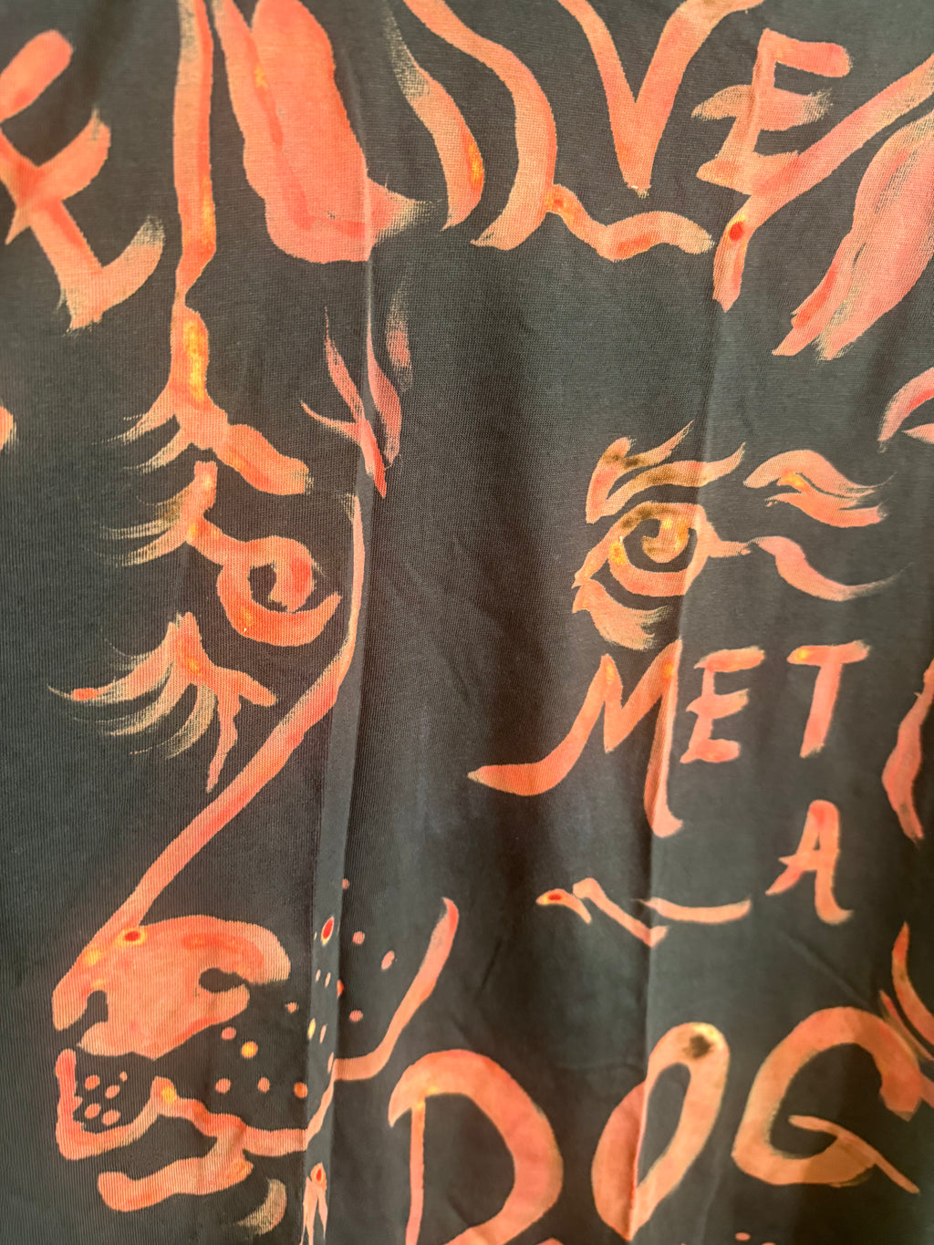 JUNE SAMPLE SALE Never met a dog I didn’t like hand painted T Medium oversized