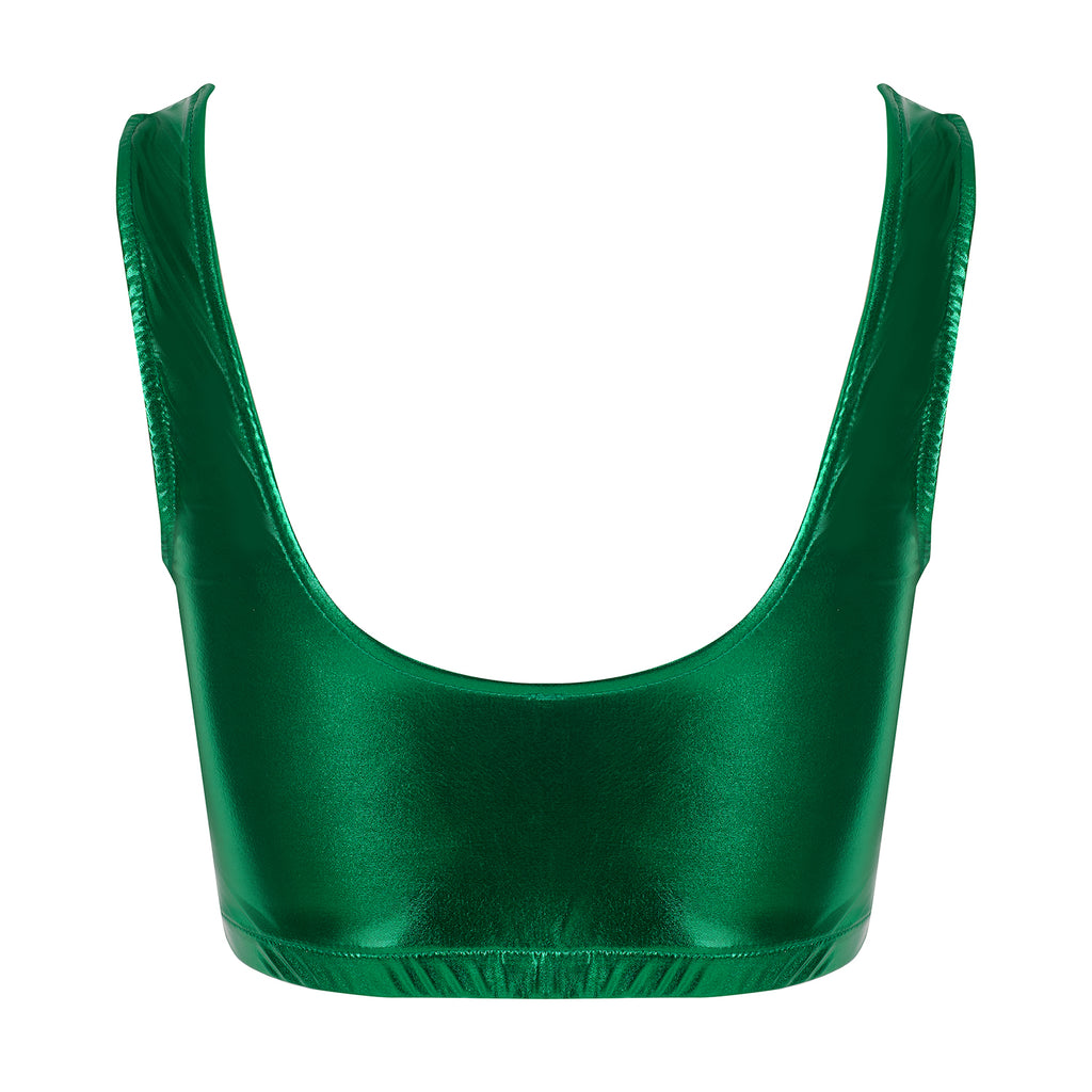 Margate Crop Top in Metallic Green