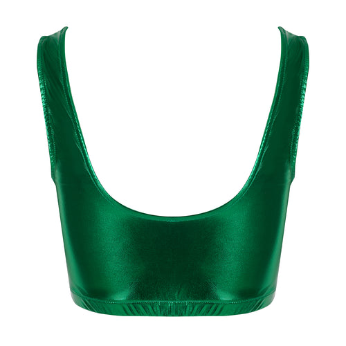 Margate Crop Top in Metallic Green