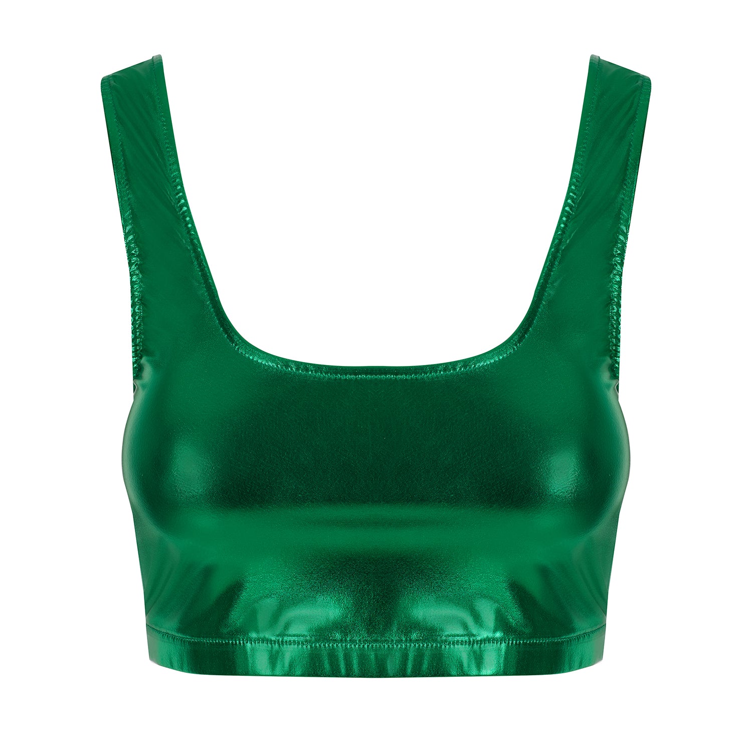 Margate Crop Top in Metallic Green