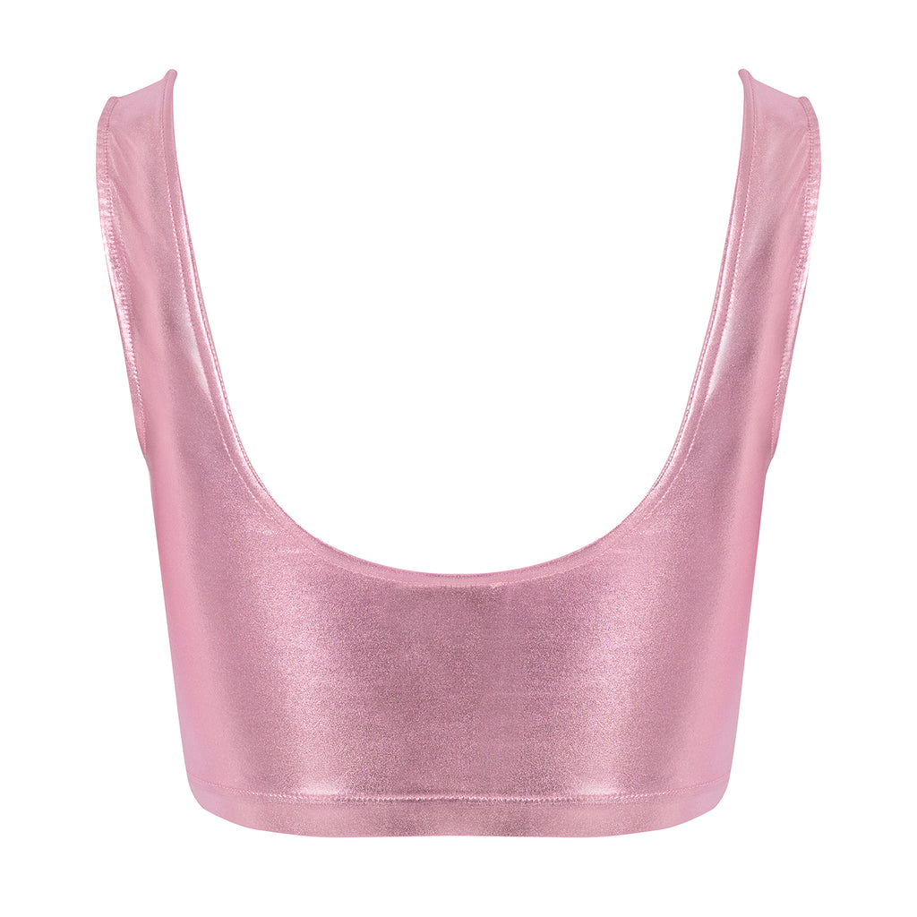 Margate Crop Top in Metallic pink