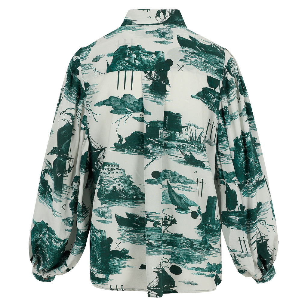 Paints silk Blouse in Doomed voyage print