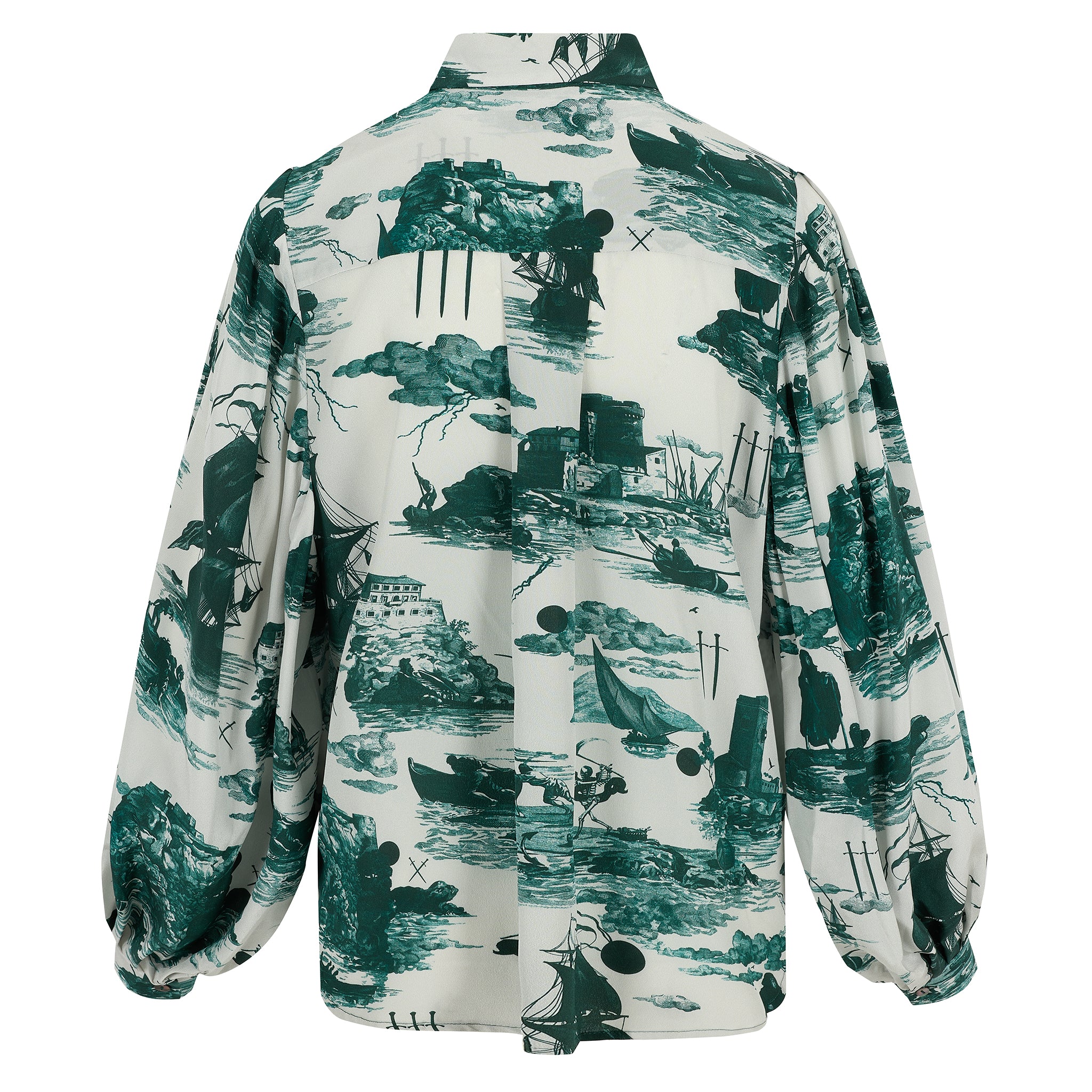 Paints silk Blouse in Doomed voyage print