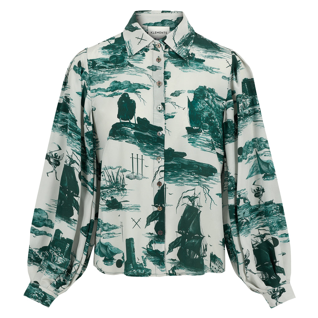Paints silk Blouse in Doomed voyage print