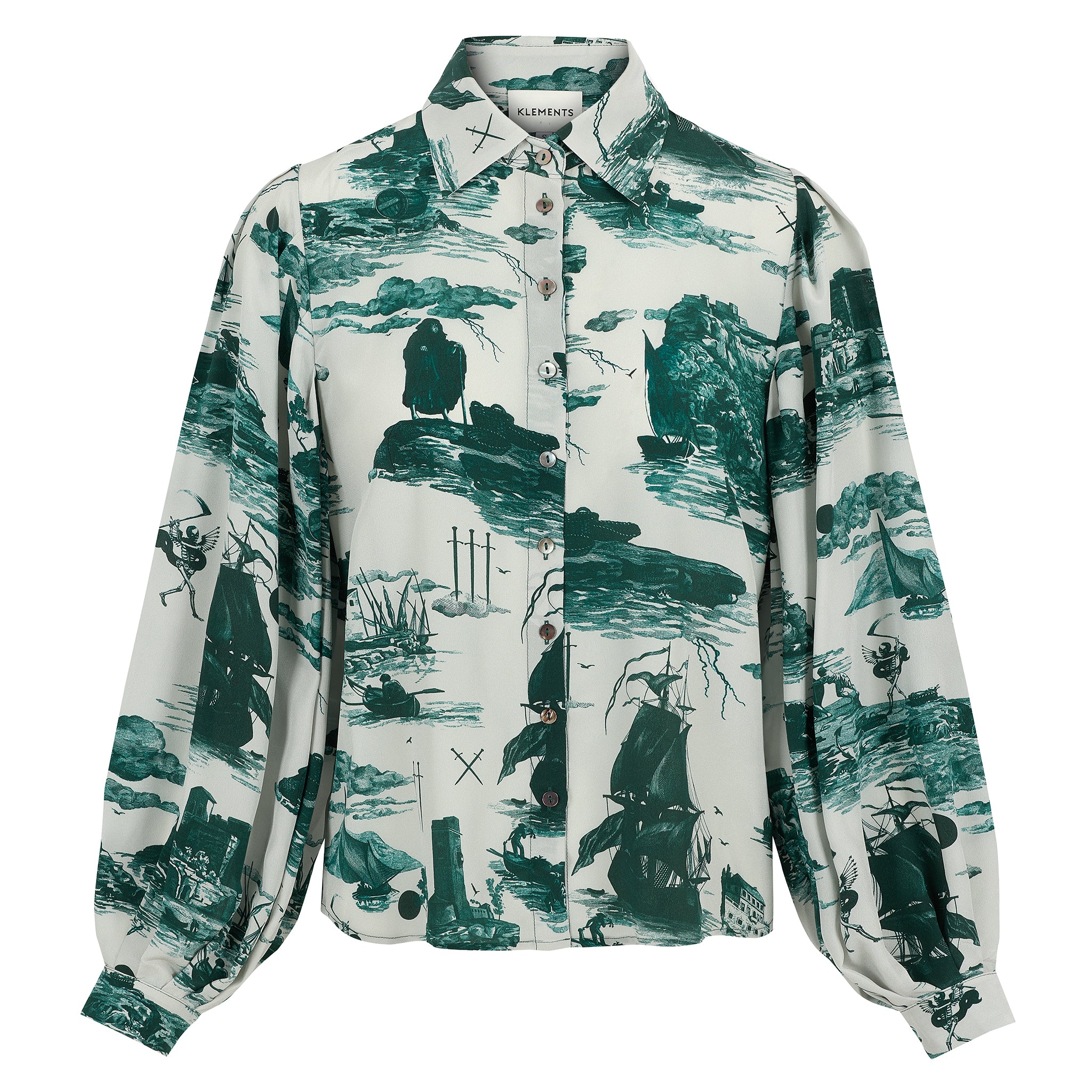 Paints silk Blouse in Doomed voyage print