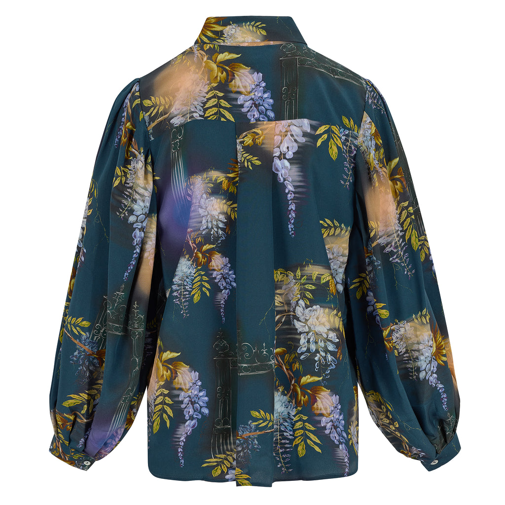 Paints silk Blouse in Wisteria Print