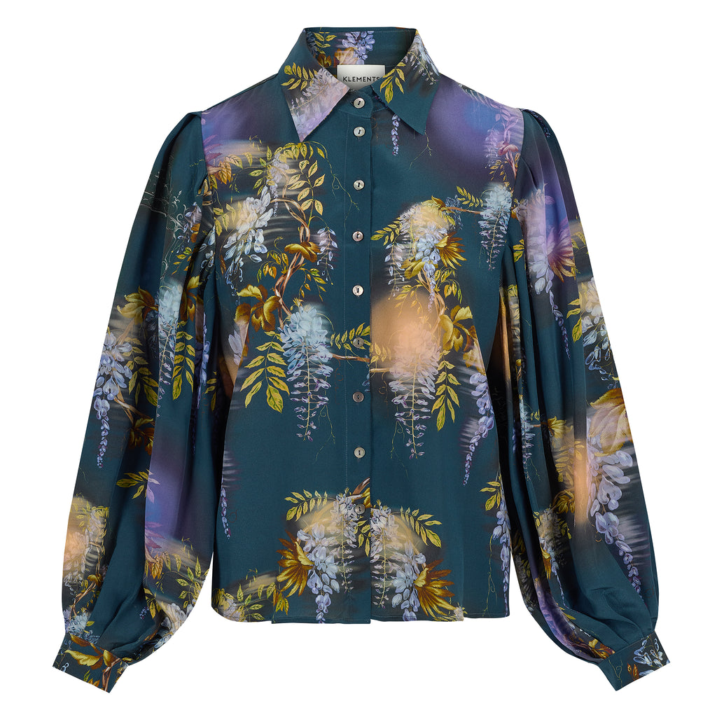 Paints silk Blouse in Wisteria Print