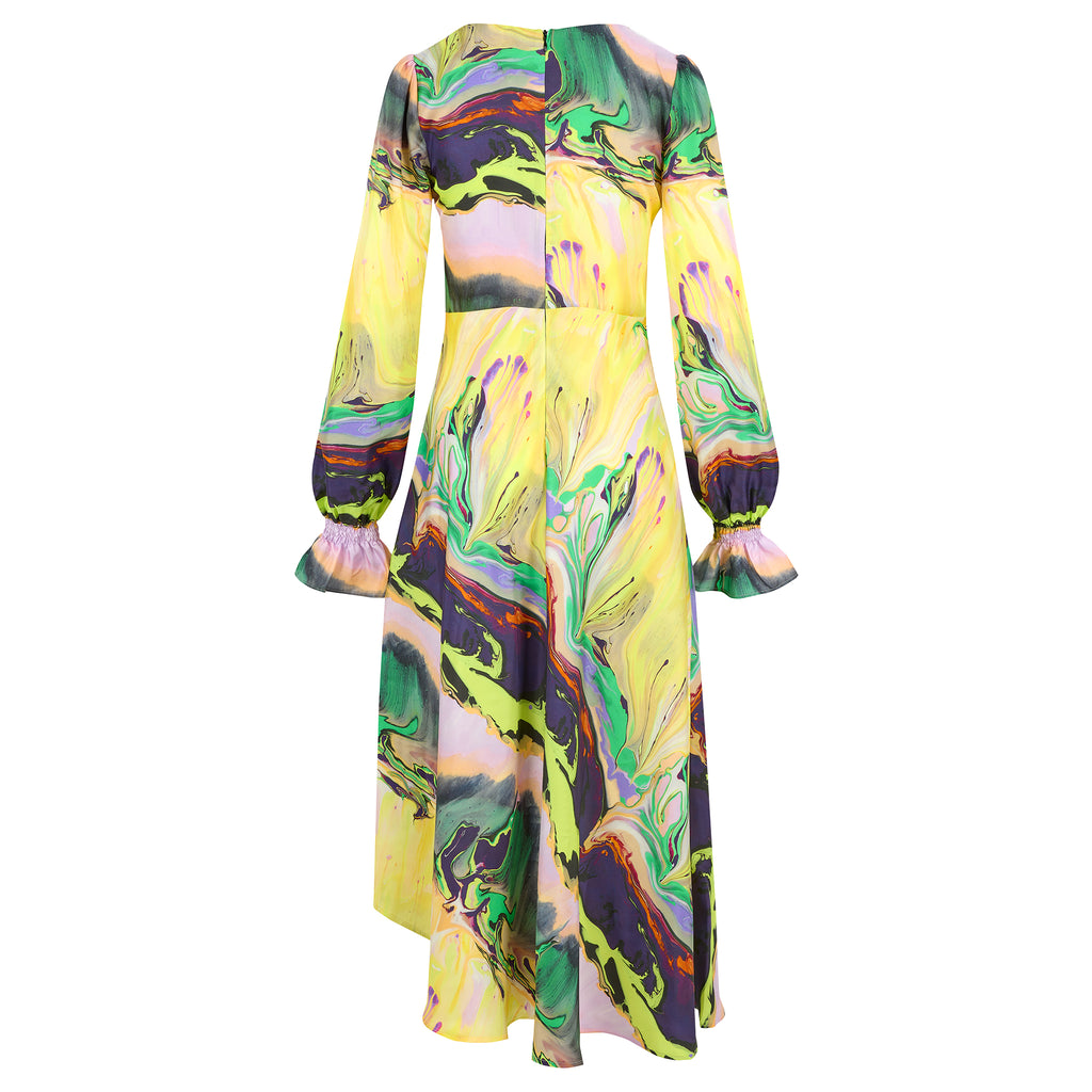 Peggy silk dress in Paint Blurs