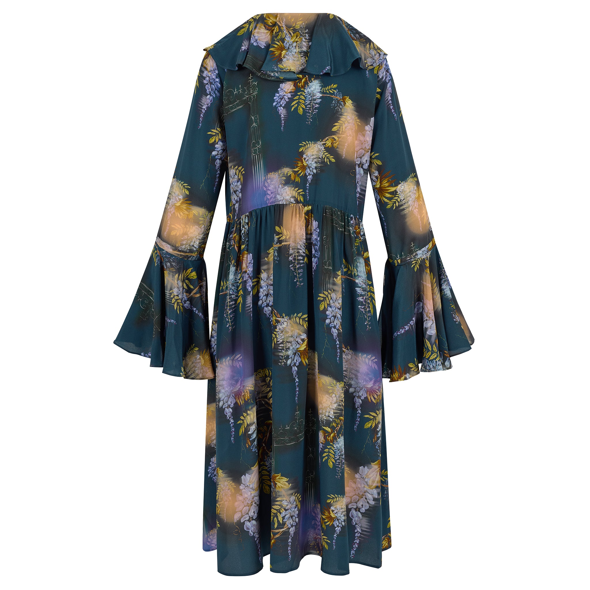 Morhav silk dress in Wisteria print