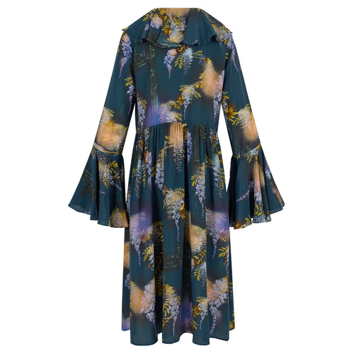 Morhav silk dress in Wisteria print