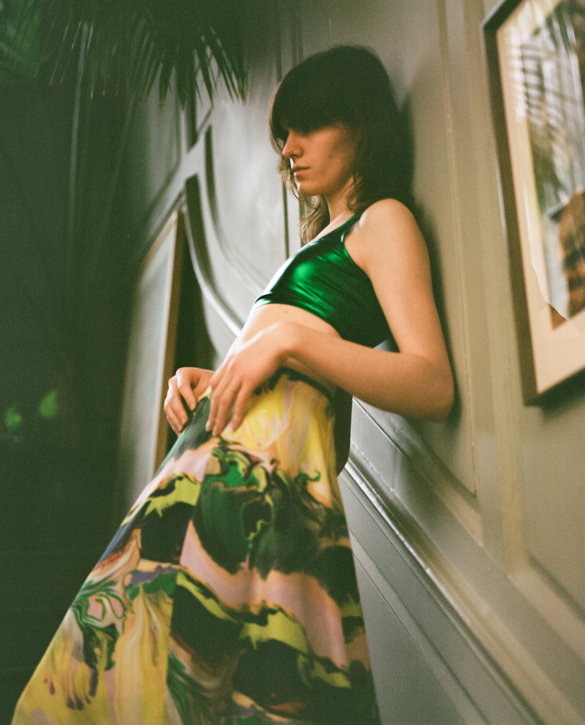 Margate Crop Top in Metallic pink