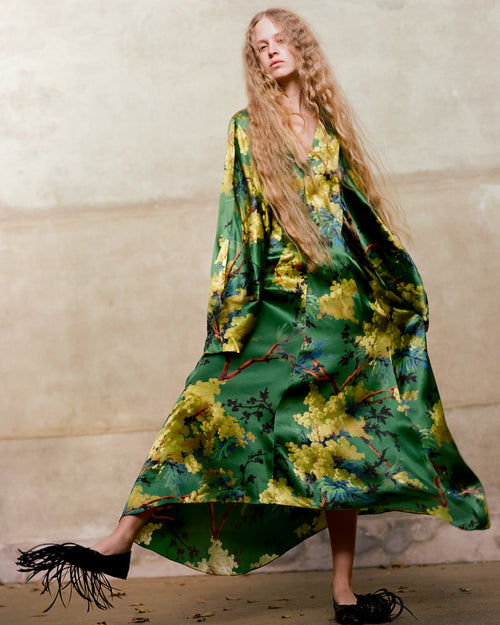 Virginia Dress in illuminated Acacia print