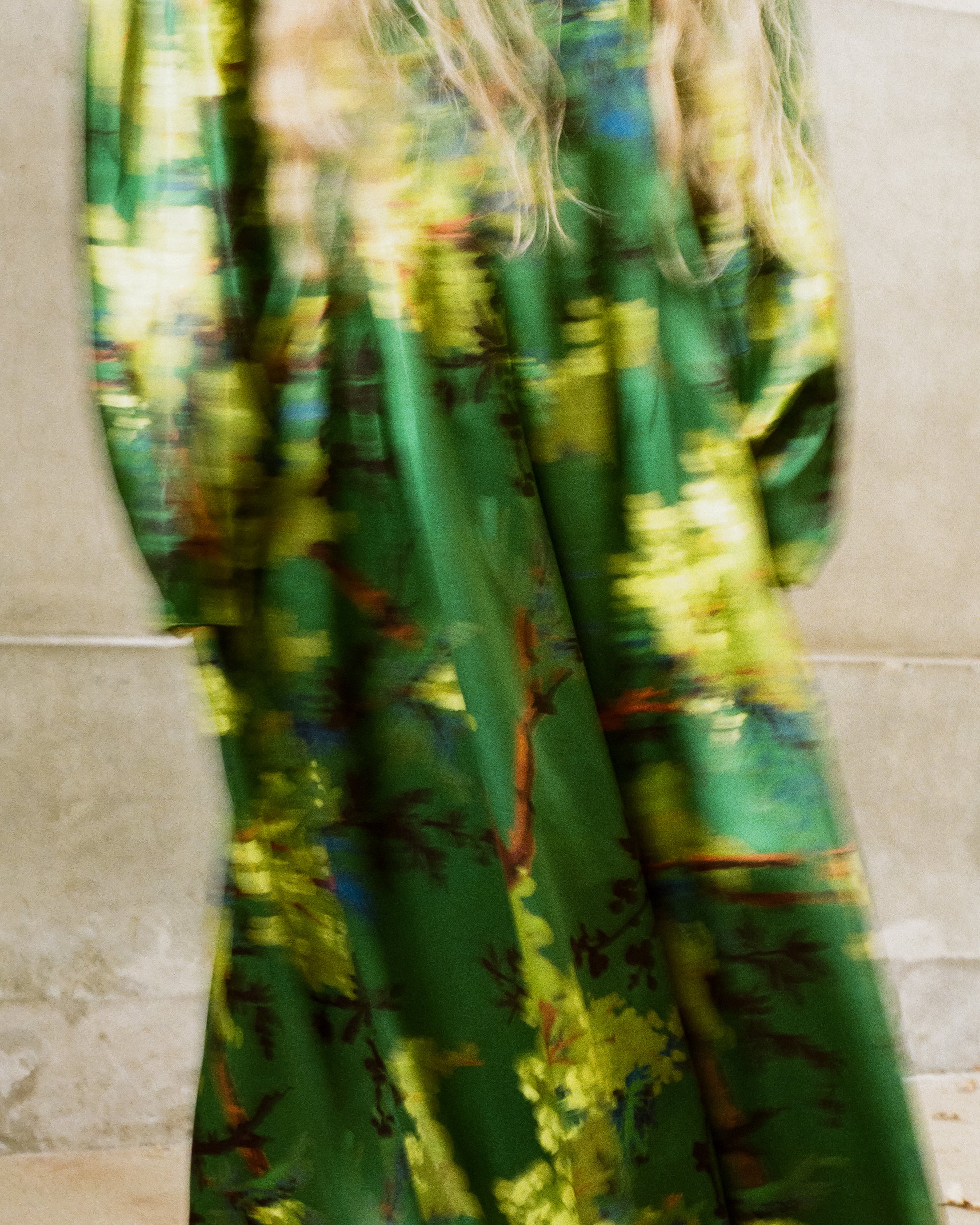 Virginia Dress in illuminated Acacia print