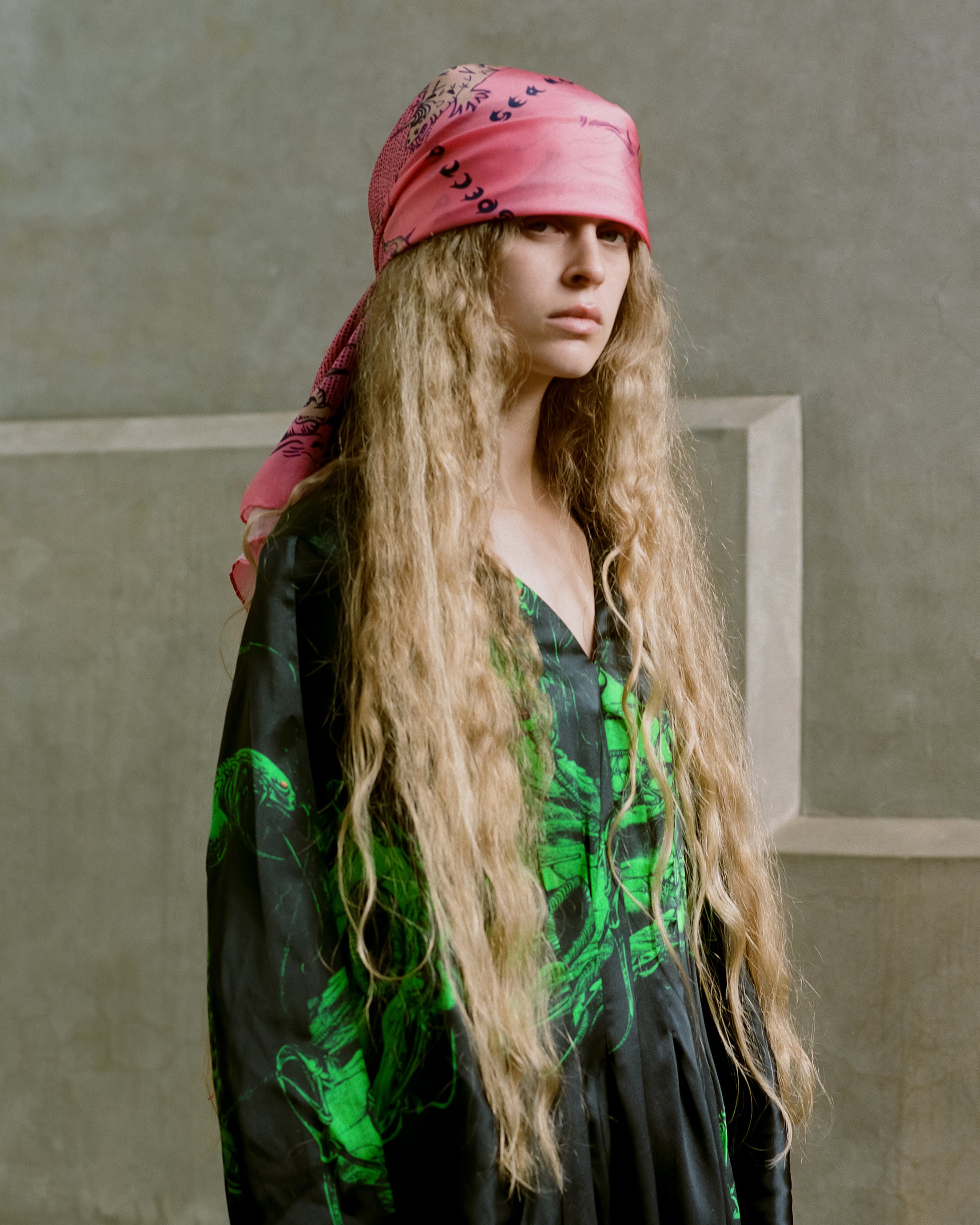 Silk Scarf in Sea Monster Candy Floss