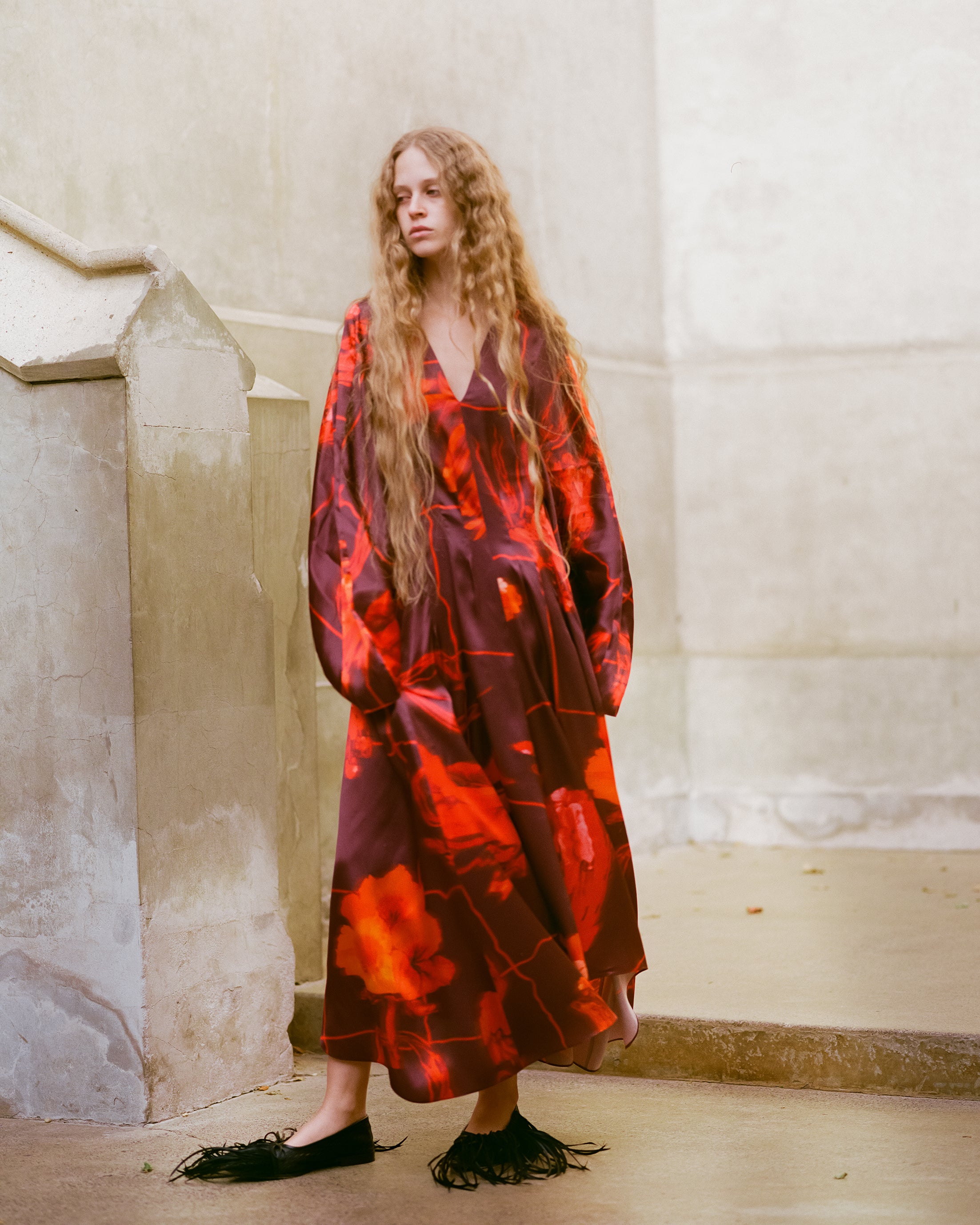 Virginia Dress in Mercury bouquet print