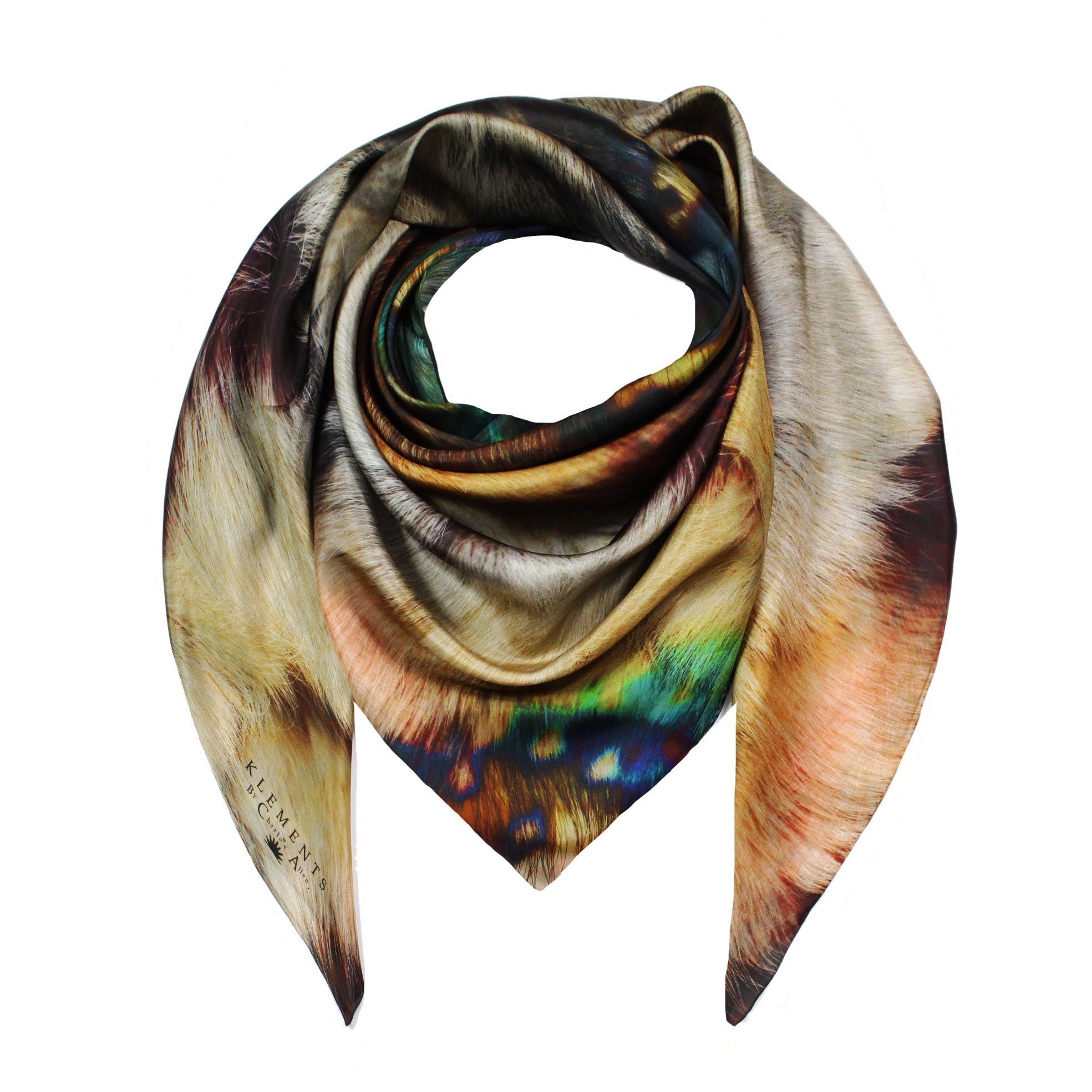Reindeer silk scarf (two size options)