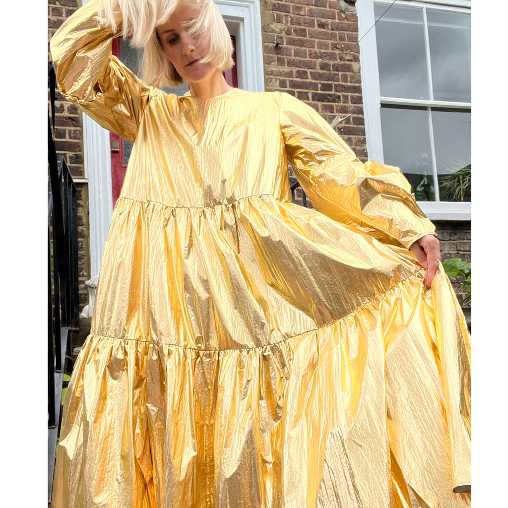 Eidothea Dress in Disco Gold