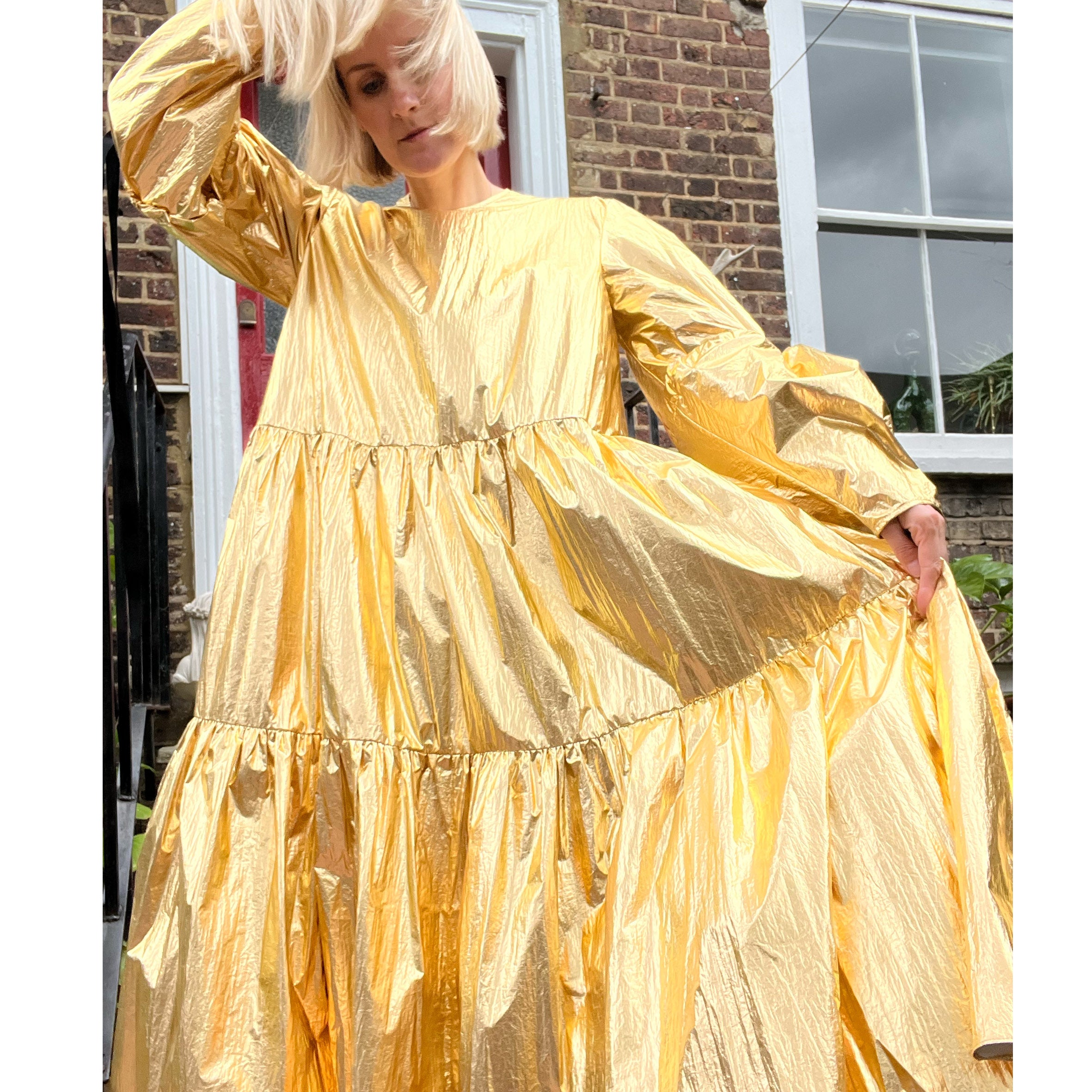 Eidothea Dress in Disco Gold