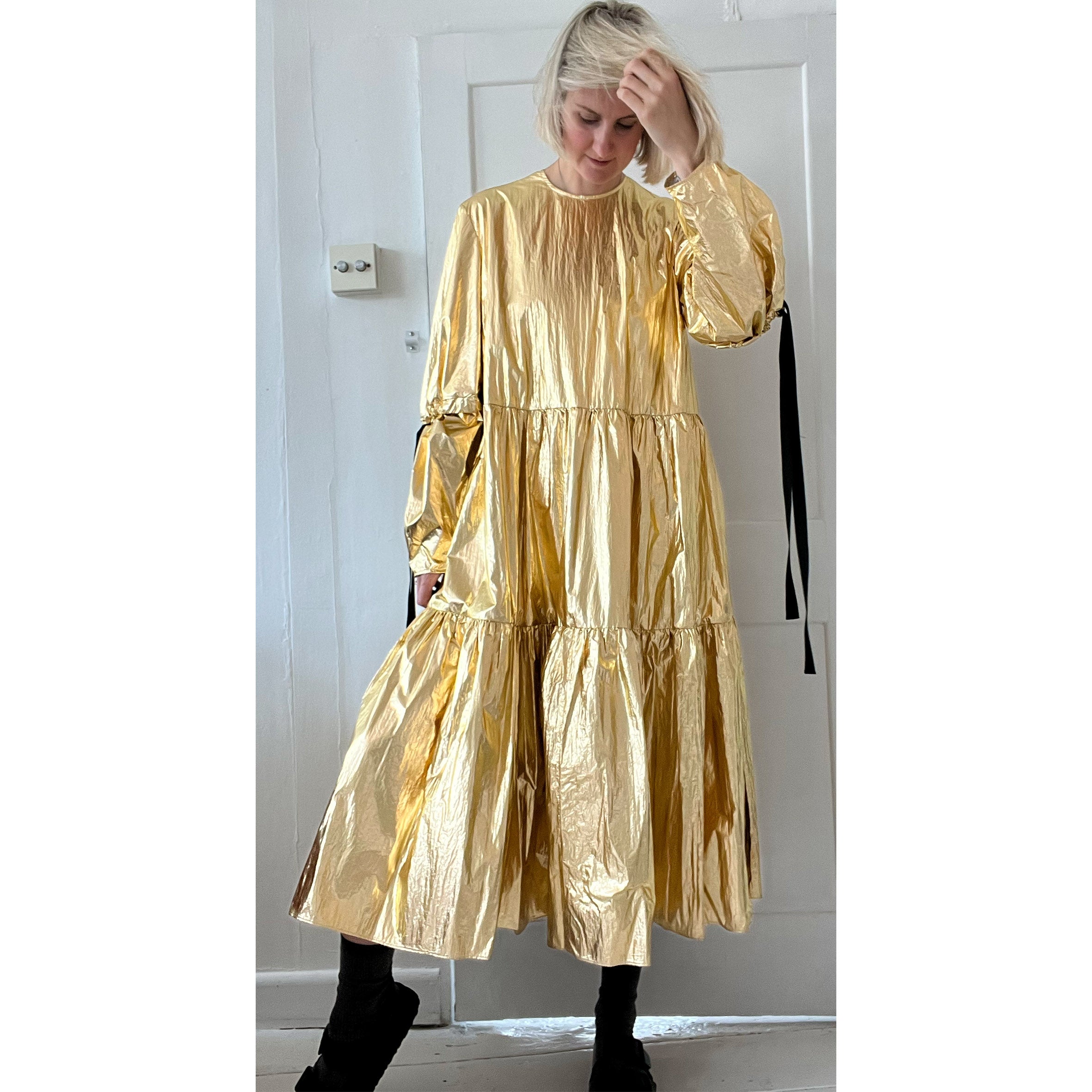 Eidothea Dress in Disco Gold