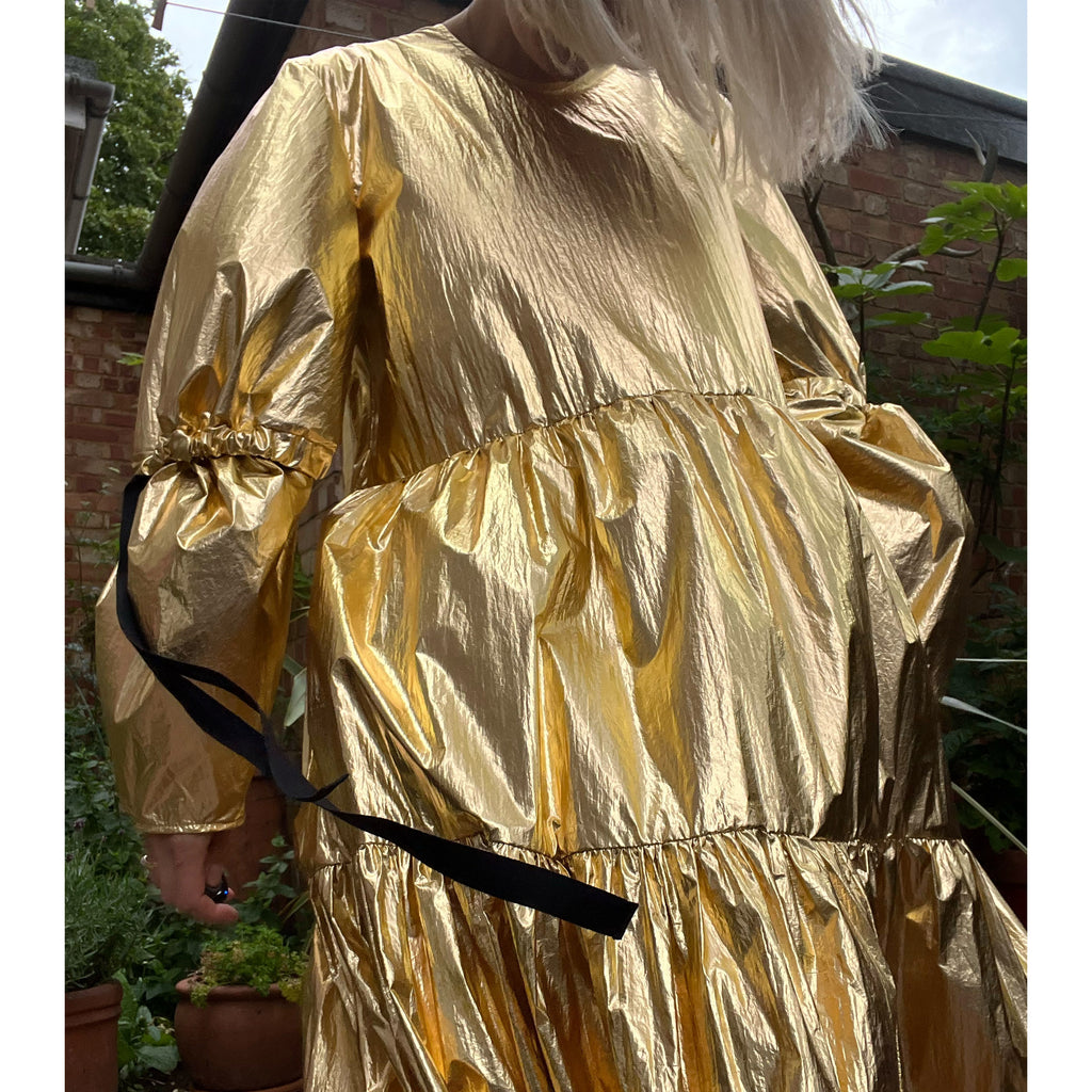 Eidothea Dress in Disco Gold