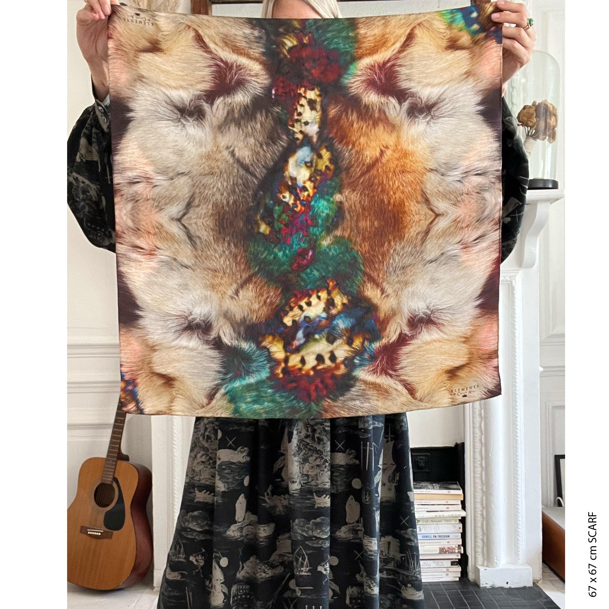 Reindeer silk scarf (two size options)