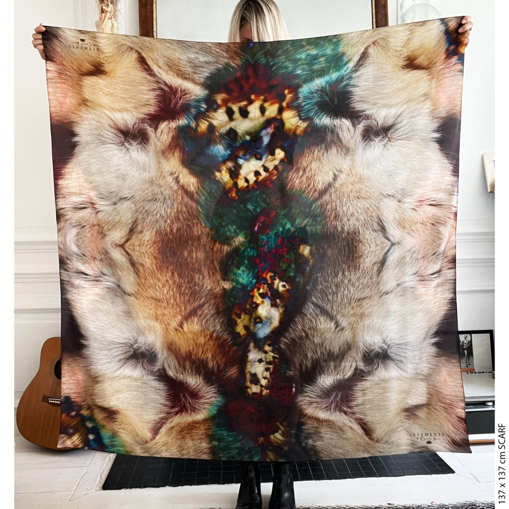 Reindeer silk scarf (two size options)