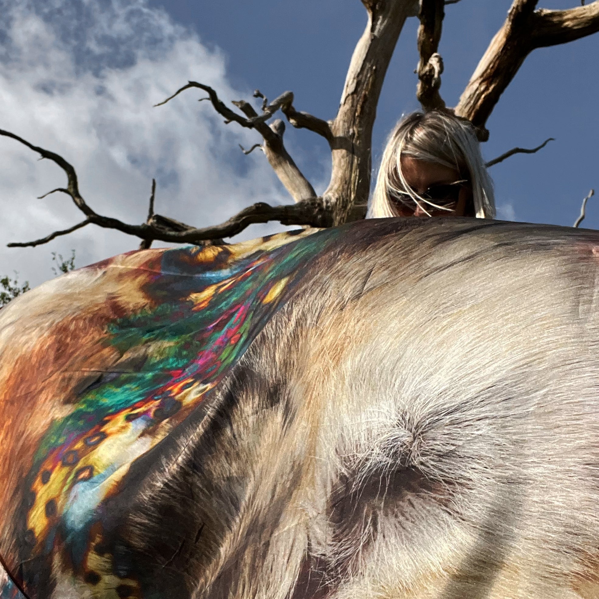 Reindeer silk scarf (two size options)
