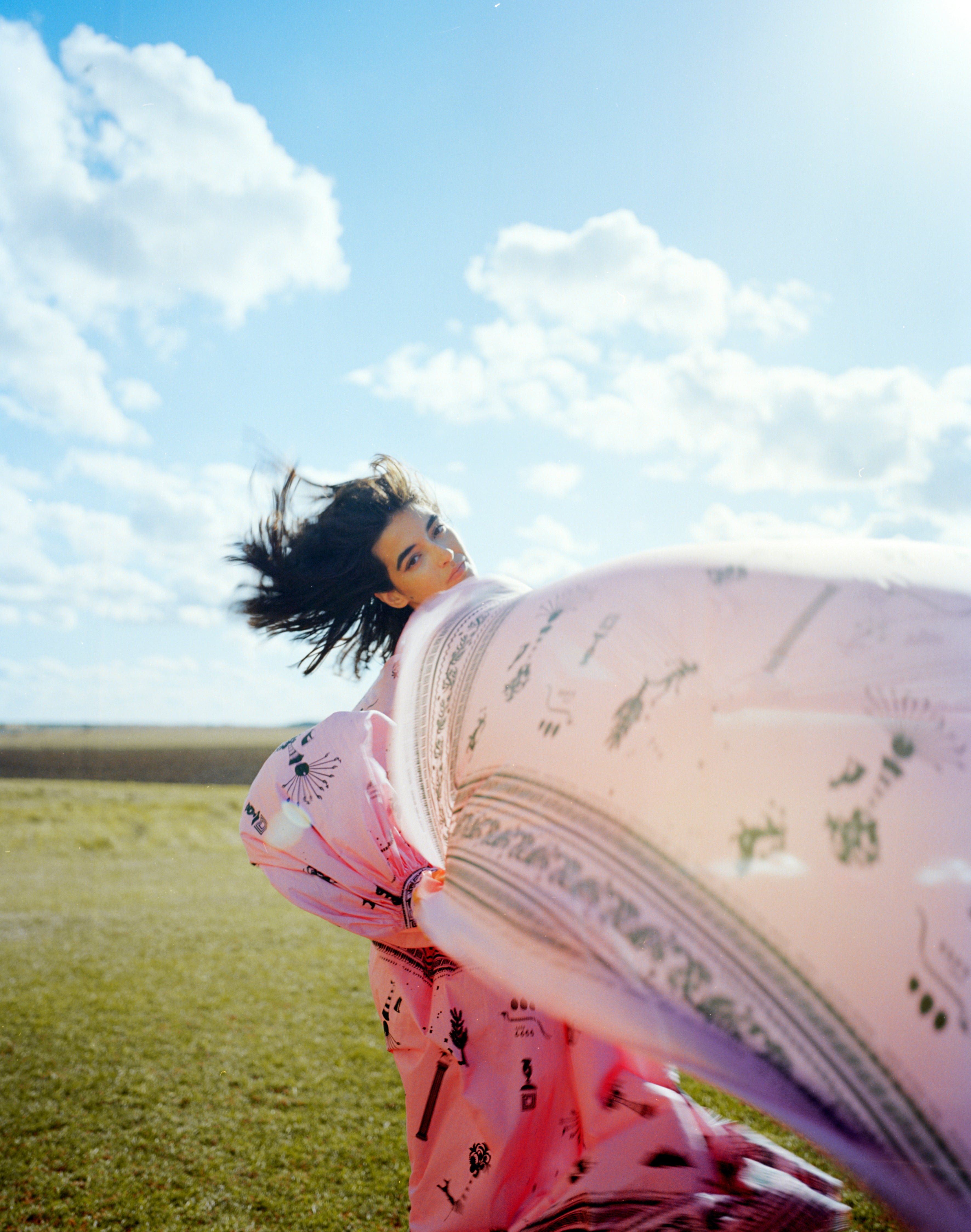 Giant Silk Scarf in Ancient Hearts Pink