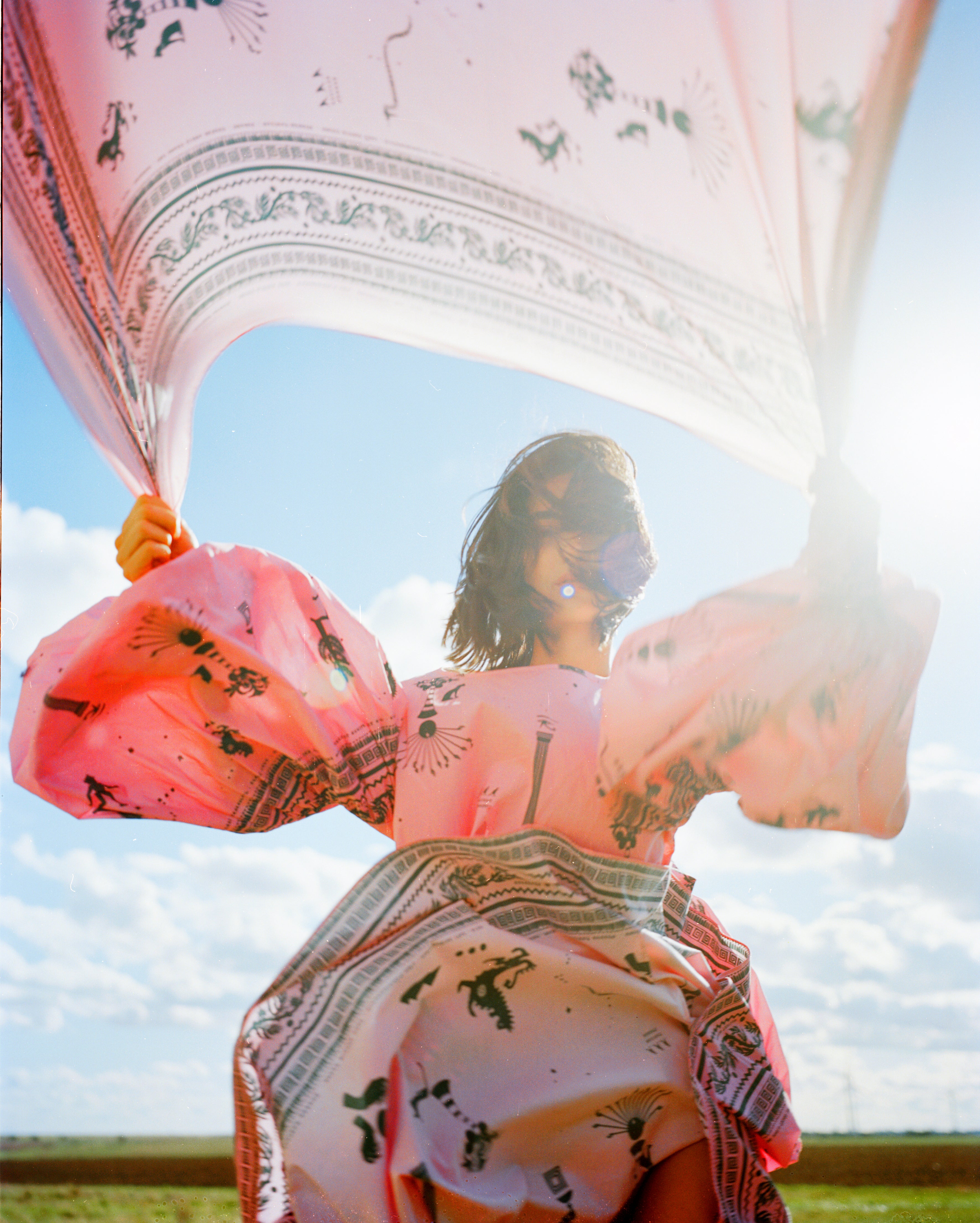 Giant Silk Scarf in Ancient Hearts Pink