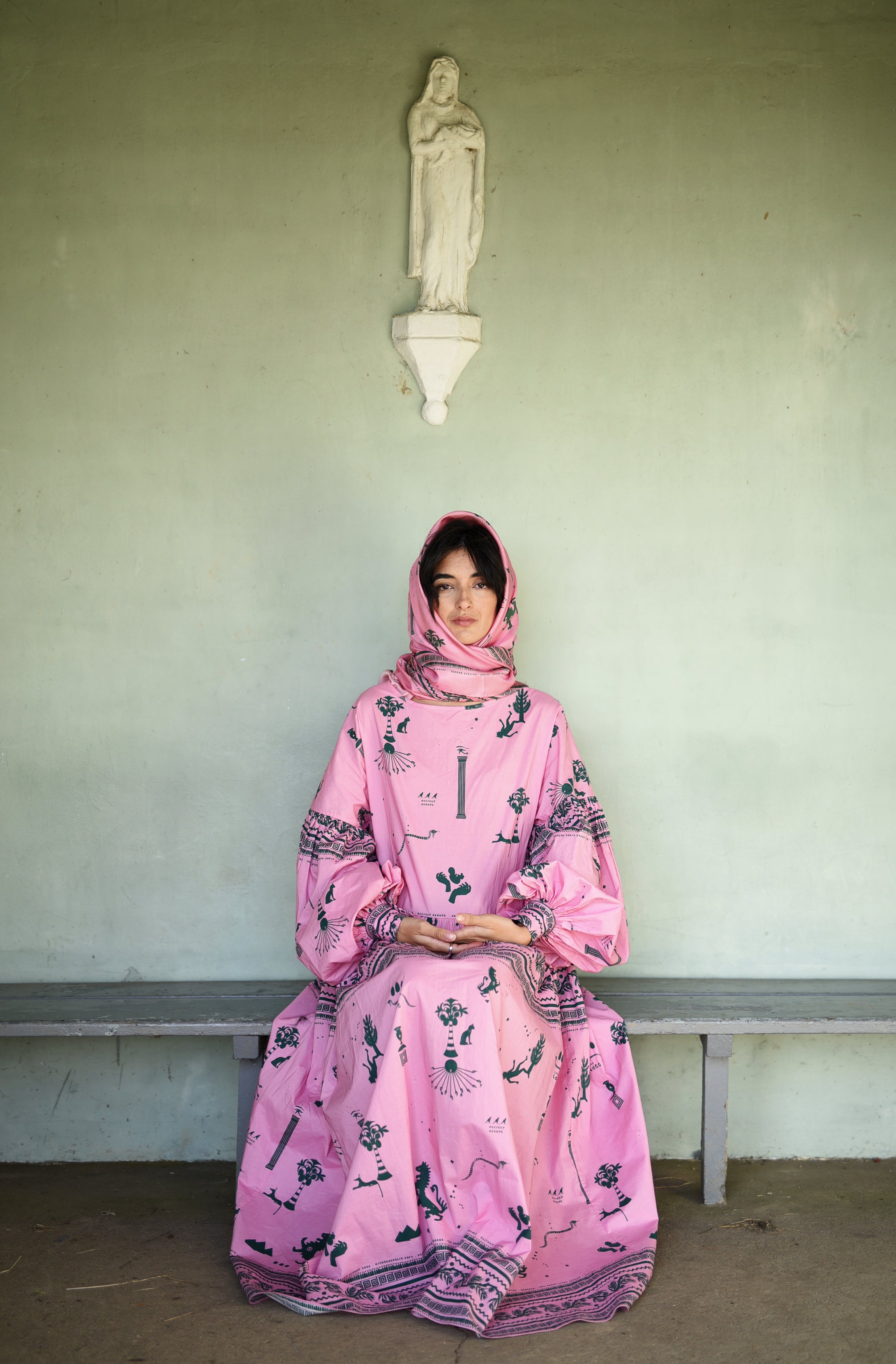 Giant Silk Scarf in Ancient Hearts Pink