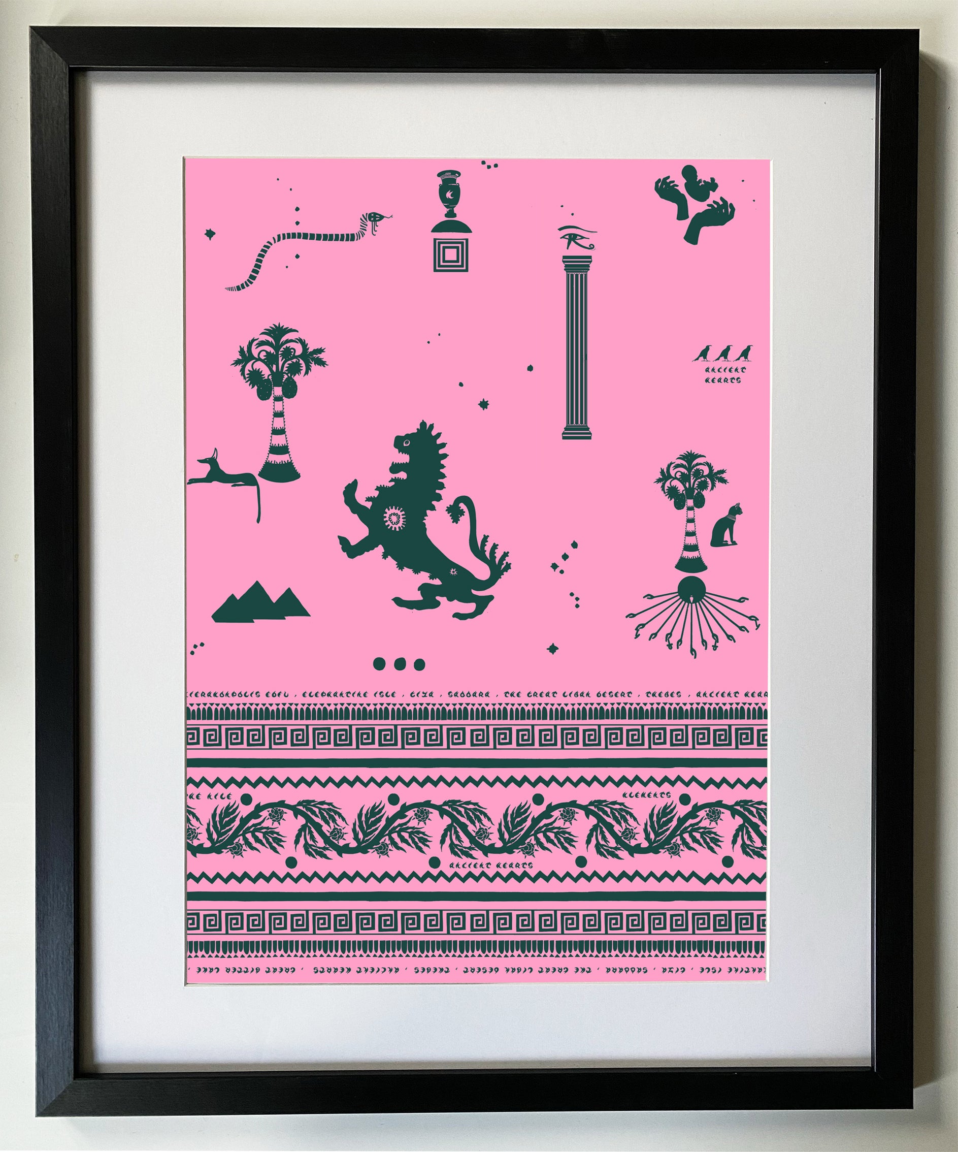Ancient hearts pink Fine Art print A3 / A2