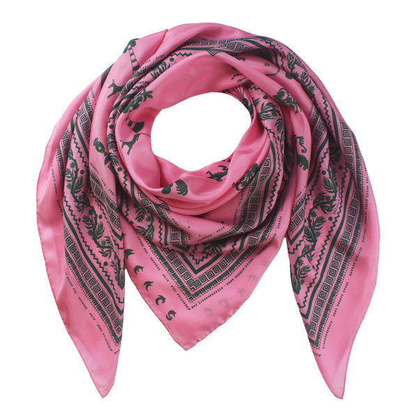 Giant Silk Scarf in Ancient Hearts Pink