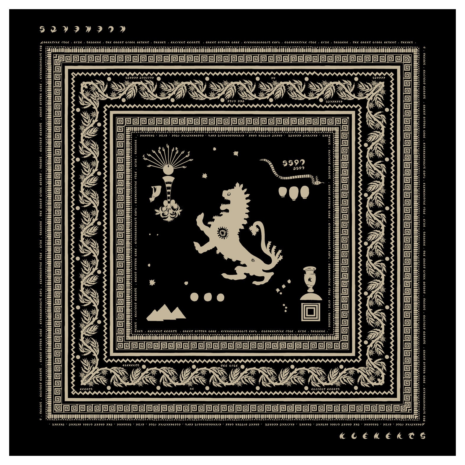 Bandana scarf Ancient Hearts Black