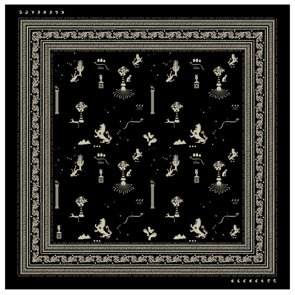 Giant Silk Scarf in Ancient Hearts Black