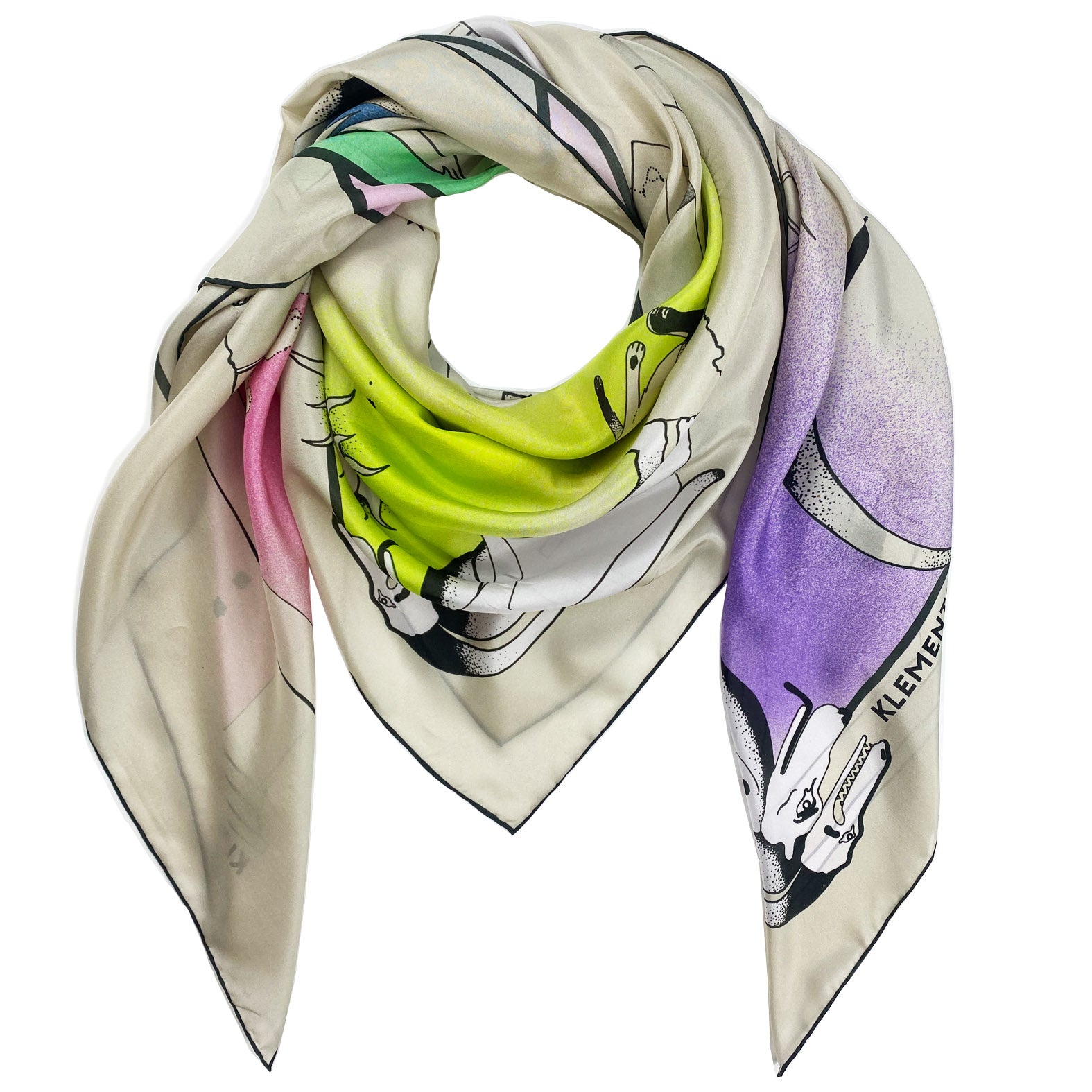 Giant Silk Scarf in Celestial Cartoons