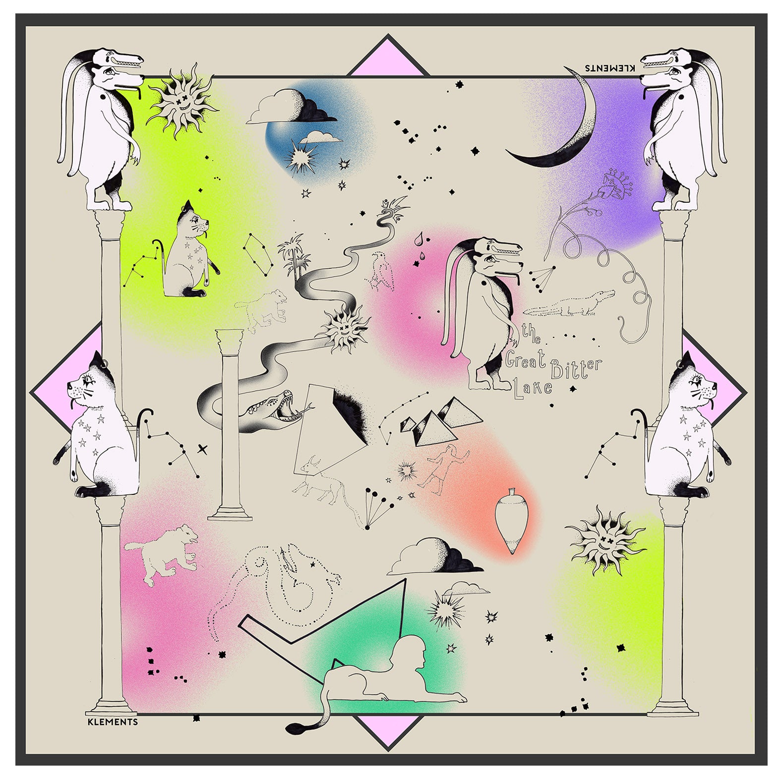 Bandana Scarf in Celestial Cartoons