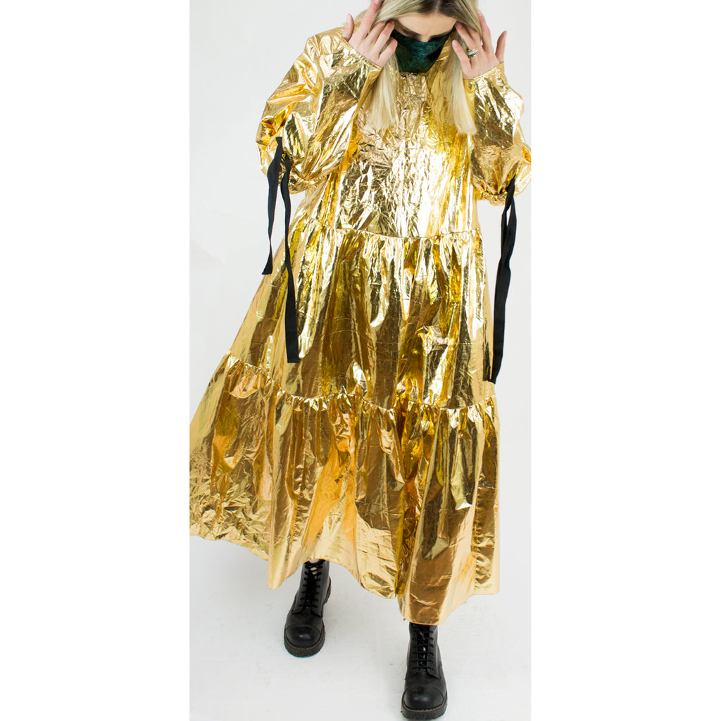 Eidothea Dress in Disco Gold