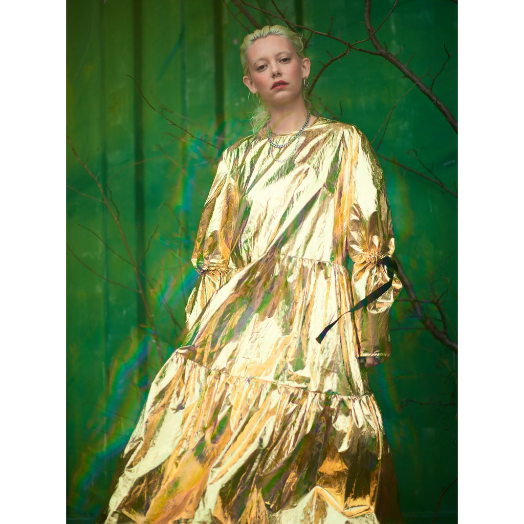 Eidothea Dress in Disco Gold