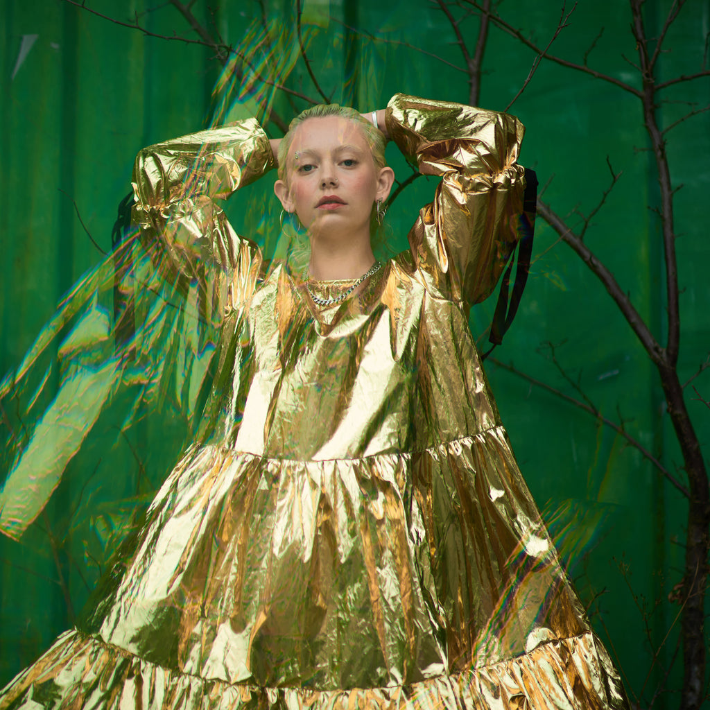 Eidothea Dress in Disco Gold