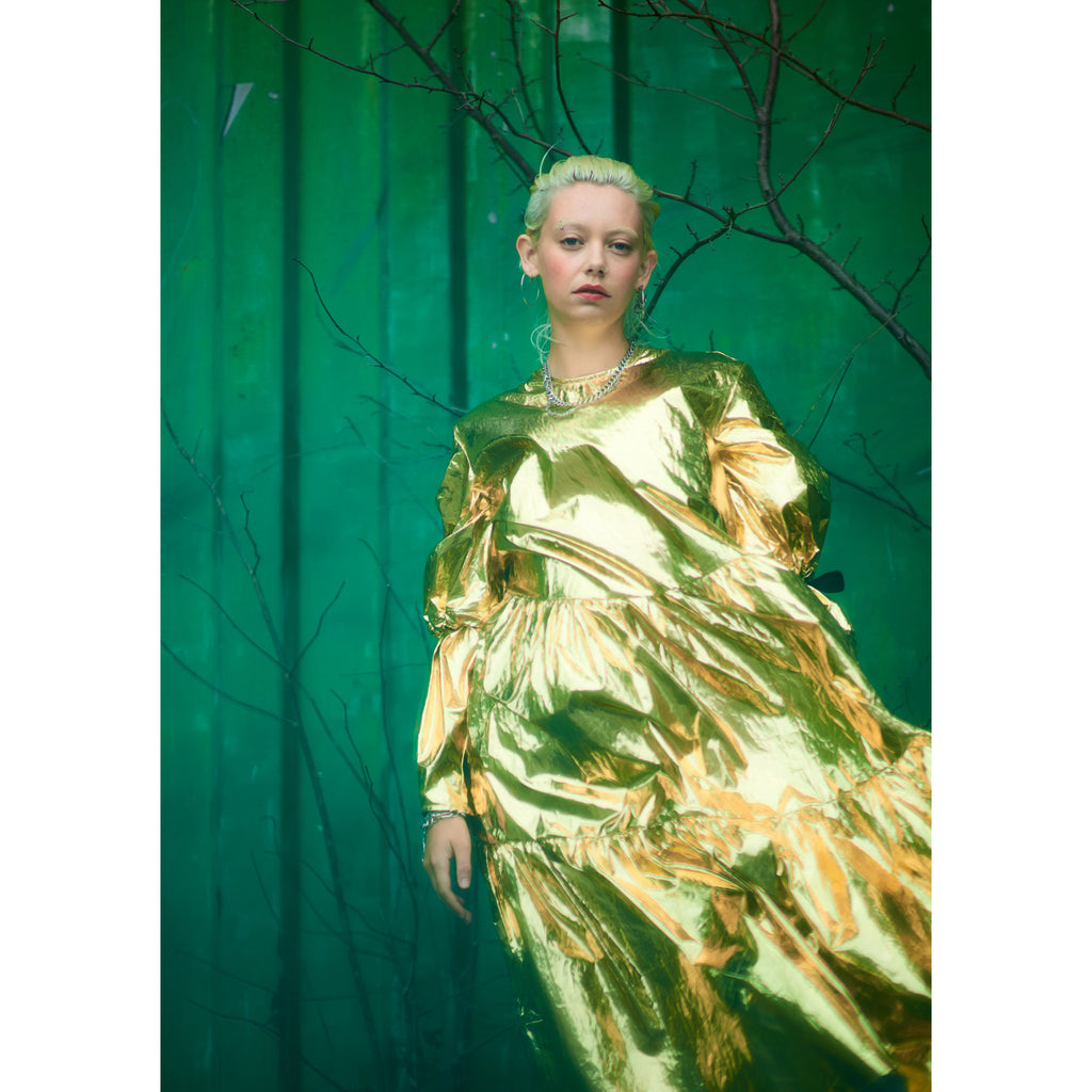 Eidothea Dress in Disco Gold