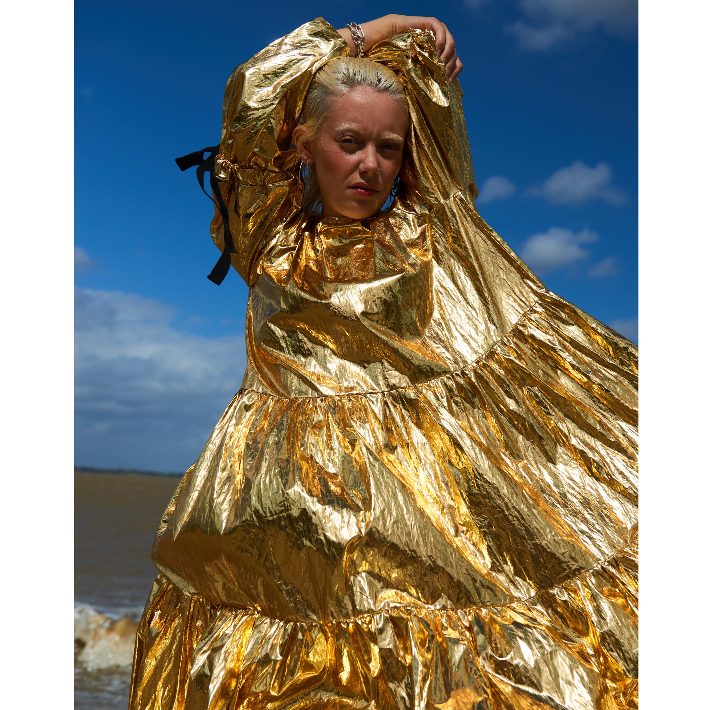 Eidothea Dress in Disco Gold