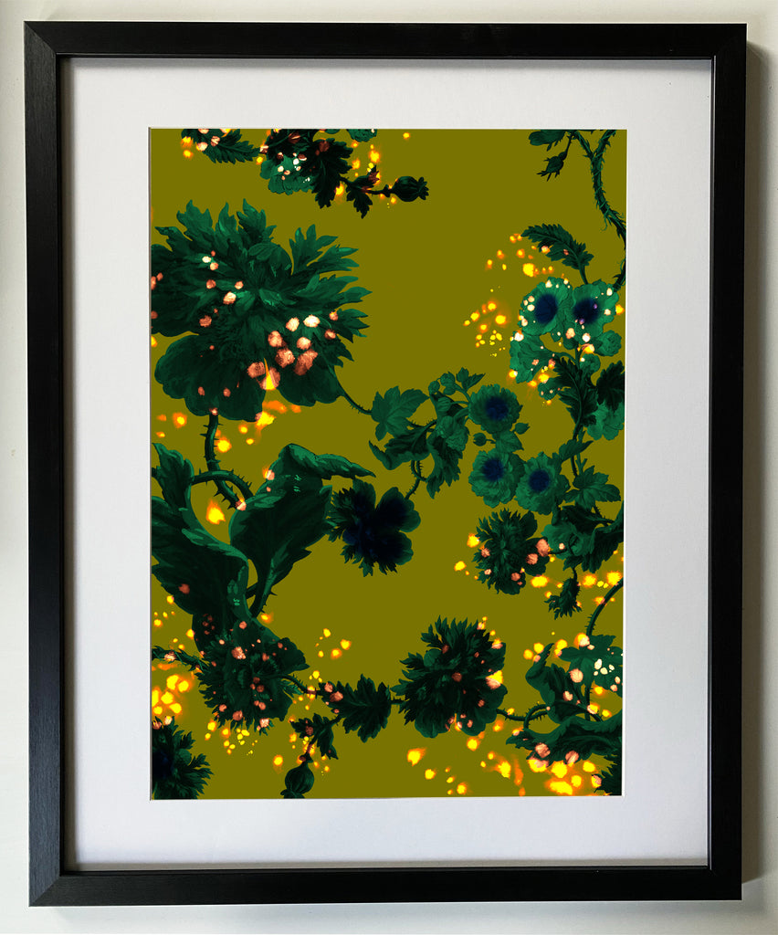 Gothic floral, (Acid ochre) Fine Art print A3 / A2