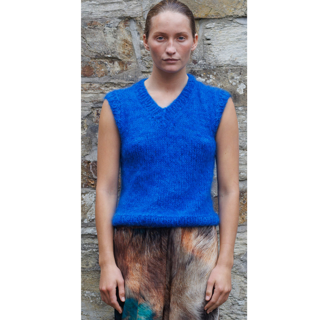 Hand knitted Vest Cobalt Blue *Pre Order*
