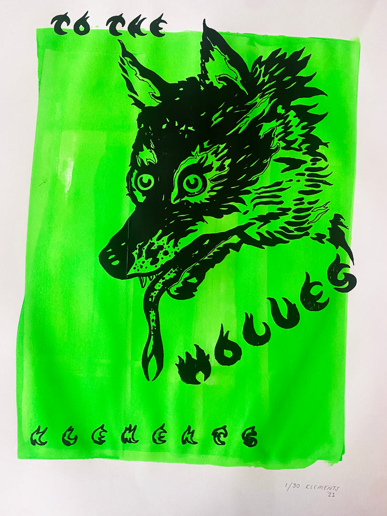 Hand screen printed 'WOLVES' A2 print