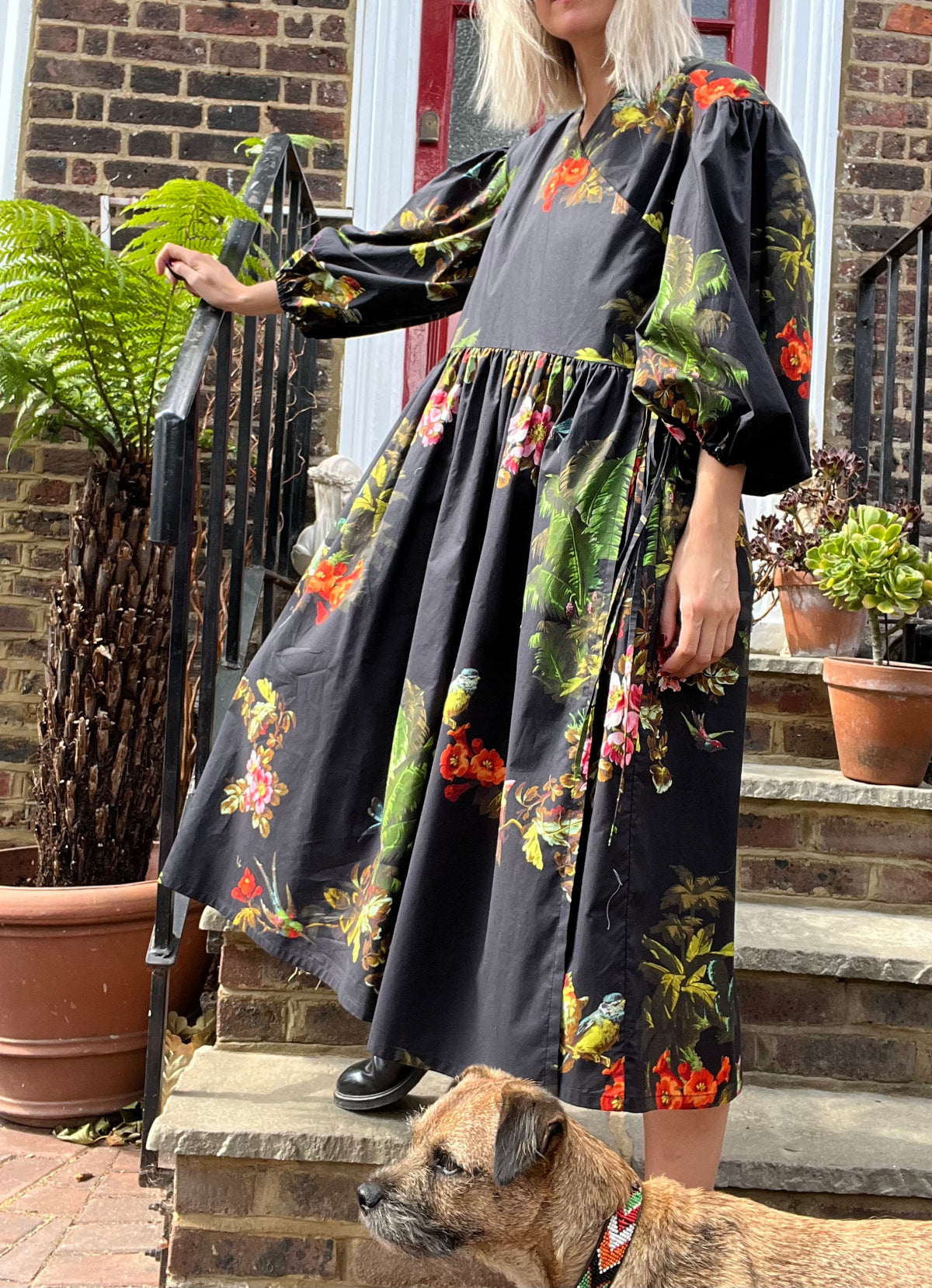 Georgie wrap dress in paradise lost print / organic cotton