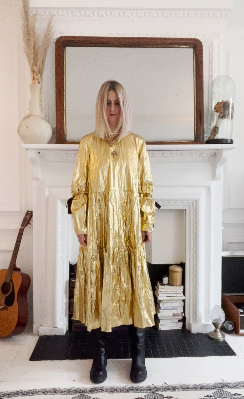 Eidothea Dress in Disco Gold